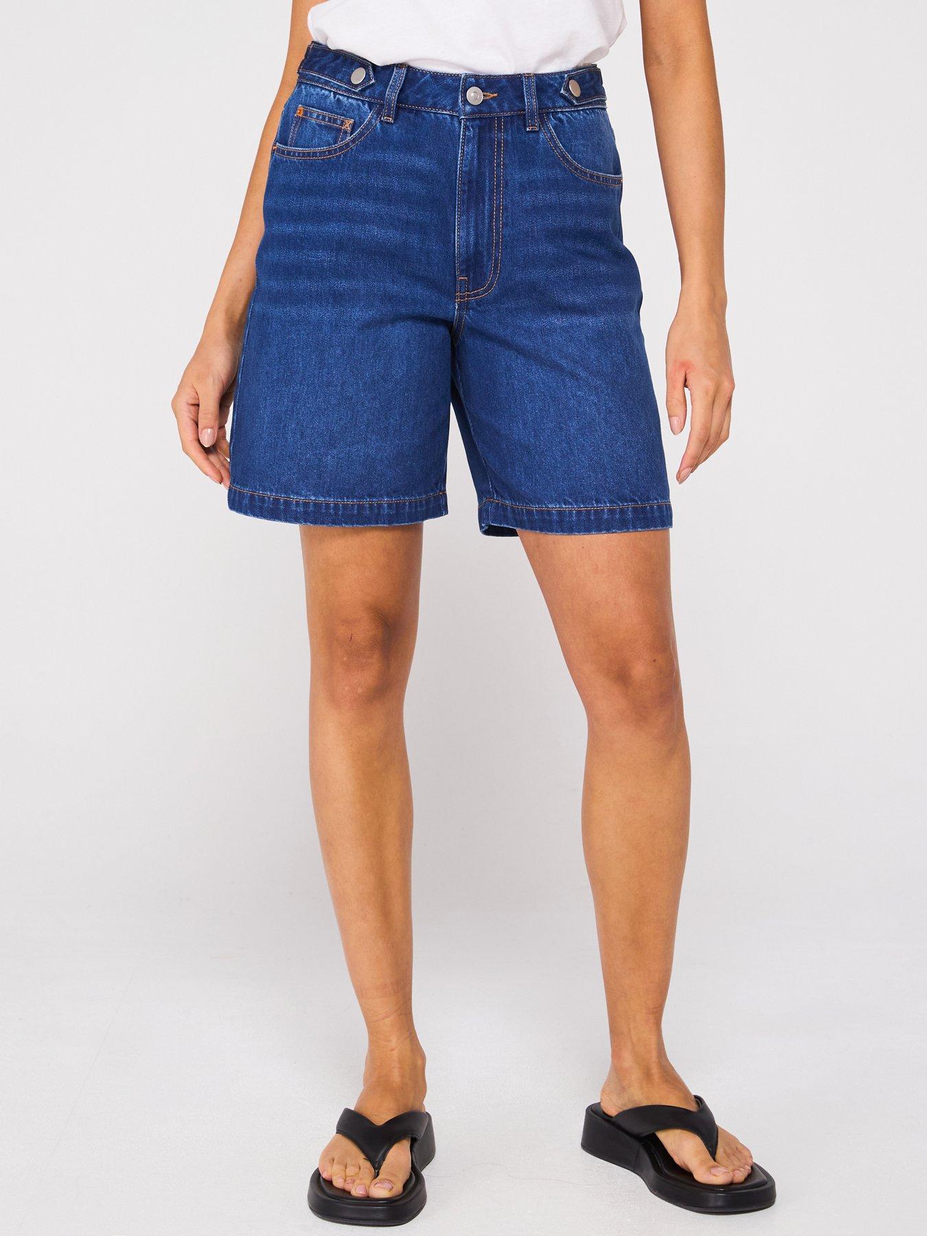 undefined Denim Longline Shorts - Dark Wash