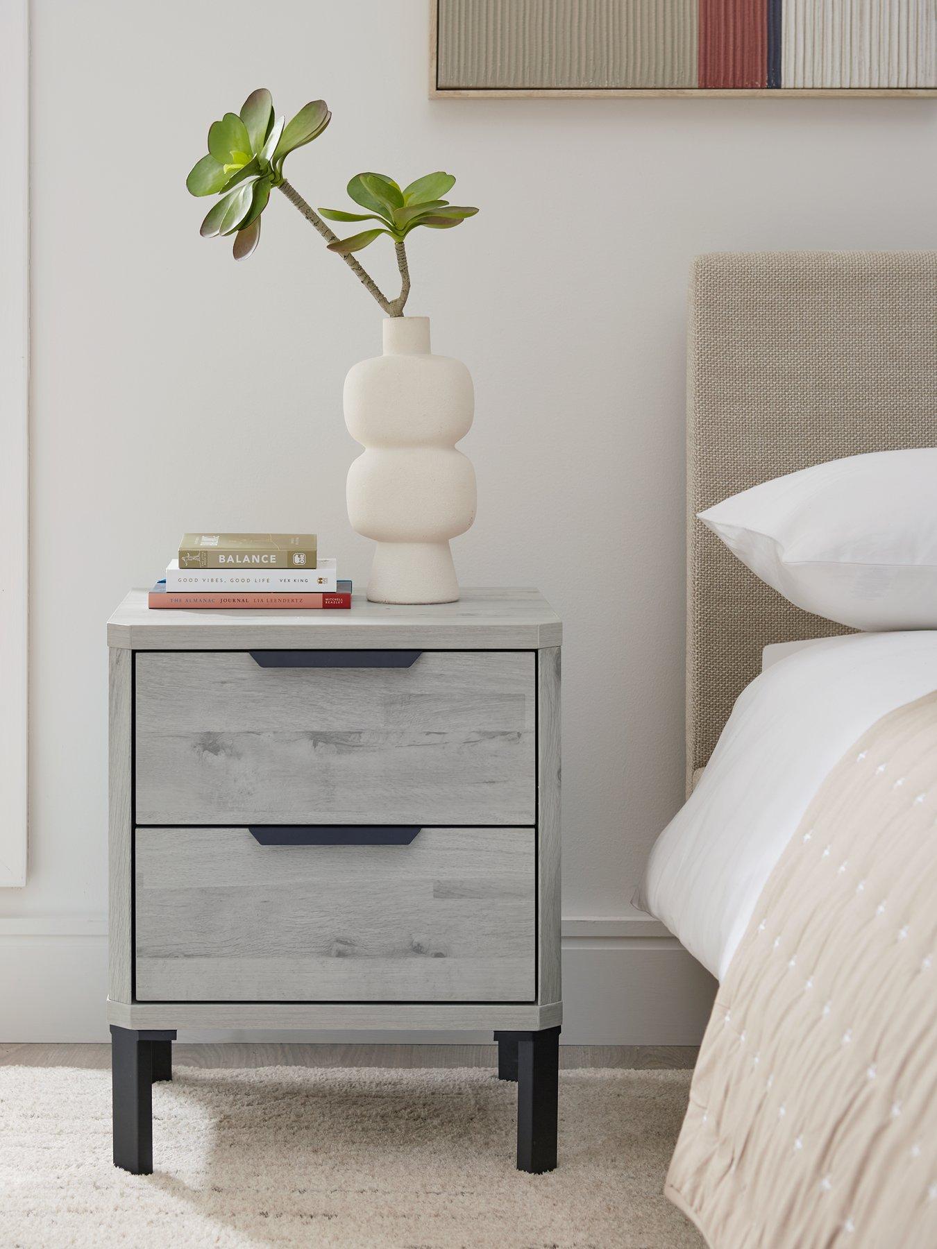 undefined Harlem 2 Drawer Bedside Chest - Grey Oak - FSC® Certified