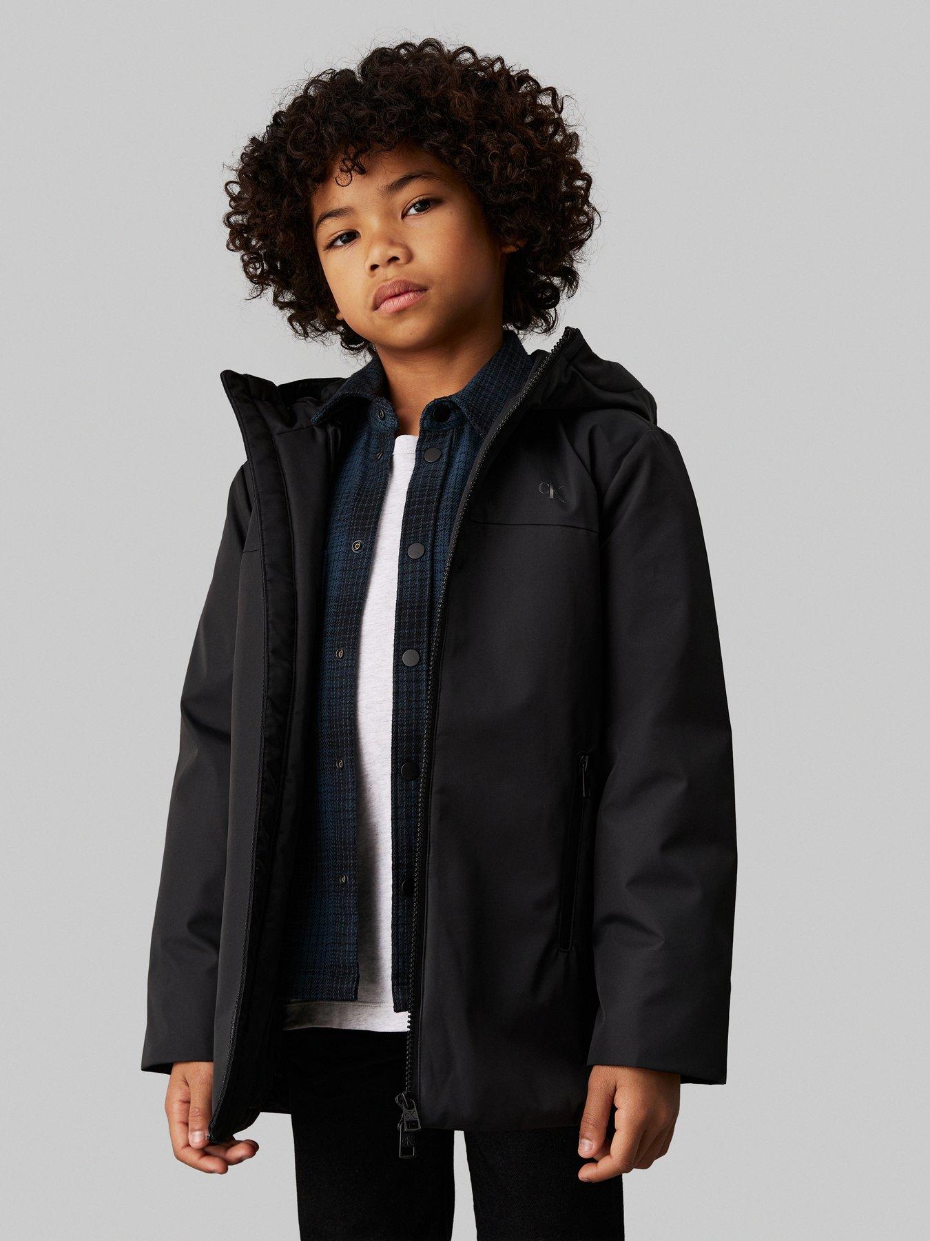 Image 1 of 4 of Calvin Klein Jeans Boys Nylon Technical Hooded Jacket - Black
