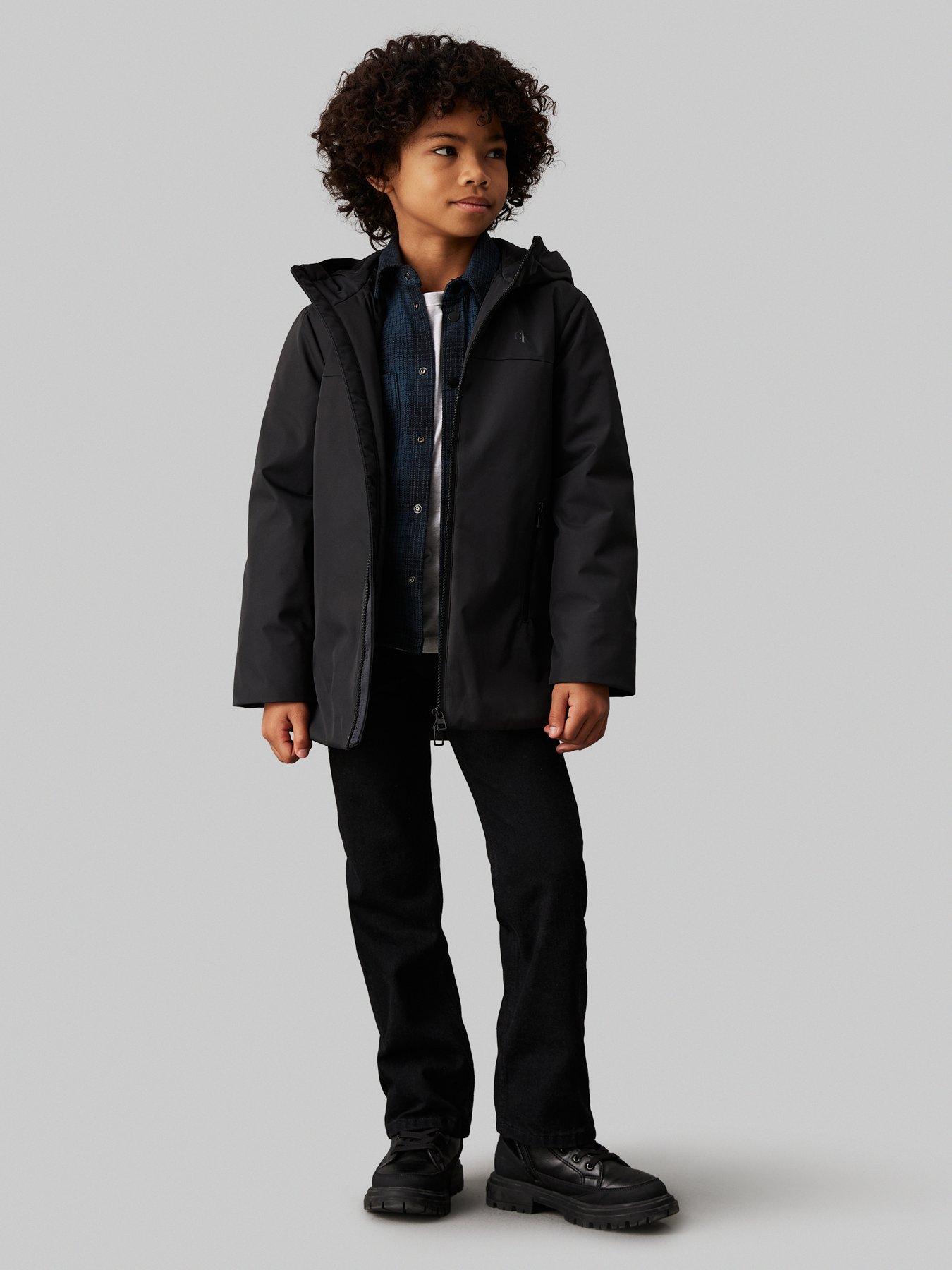 Image 3 of 4 of Calvin Klein Jeans Boys Nylon Technical Hooded Jacket - Black