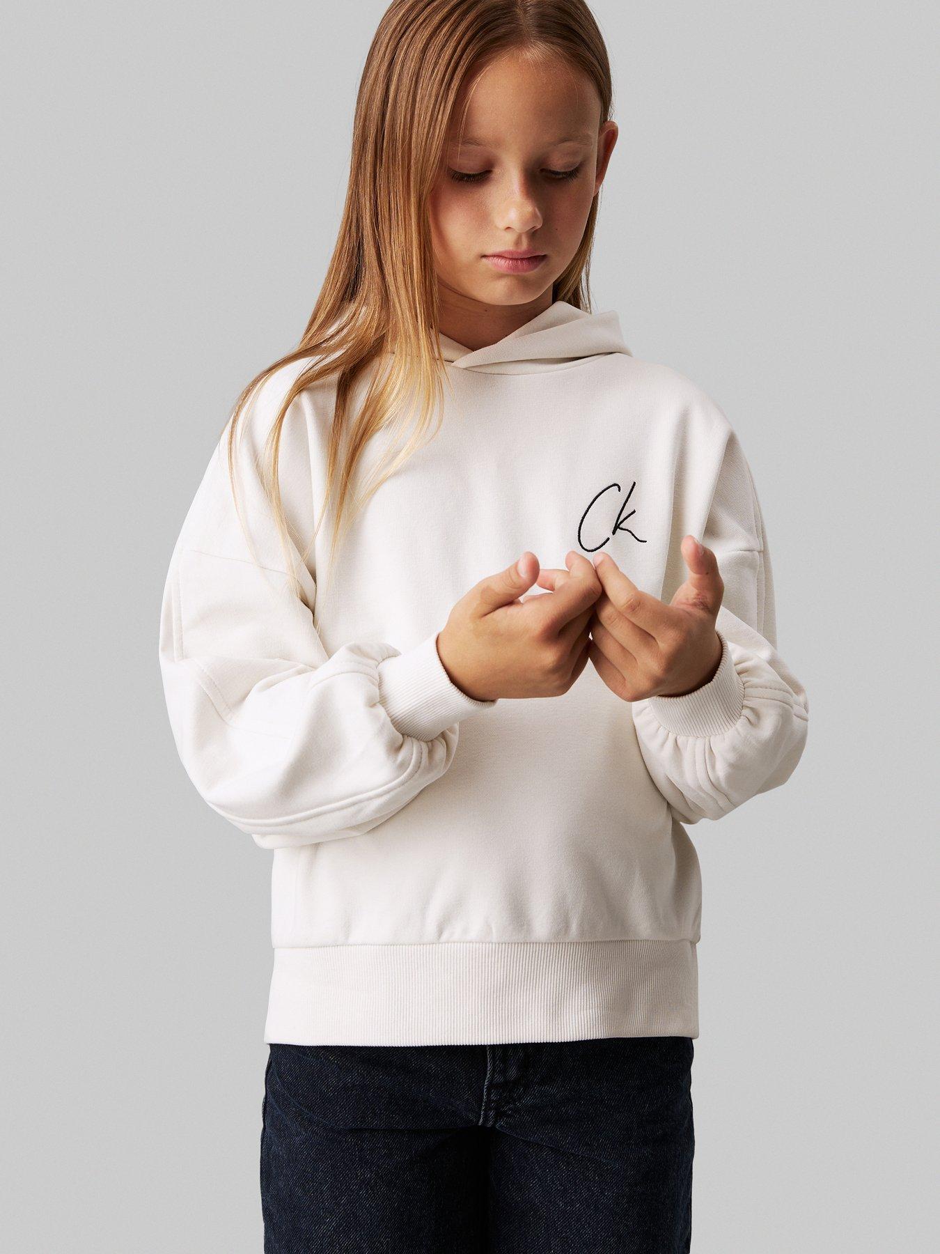 undefined Girls Ck Signage Comfort Hoodie - Cream