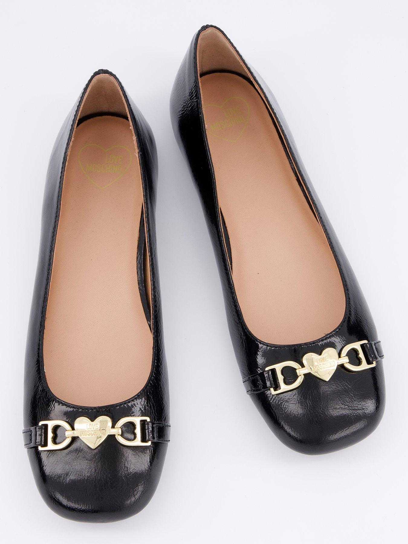 Image 3 of 6 of LOVE MOSCHINO Chain Ballet Pumps - Black