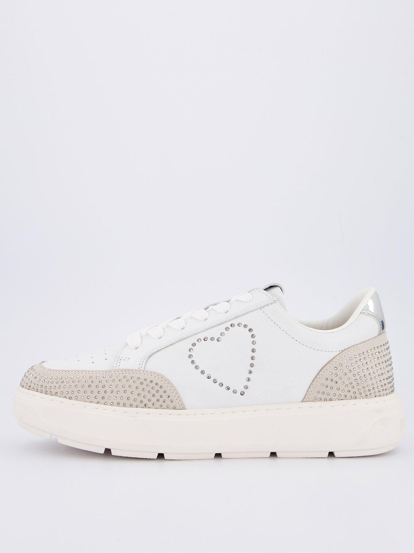 undefined Chunky Glitter Heart Trainers - White