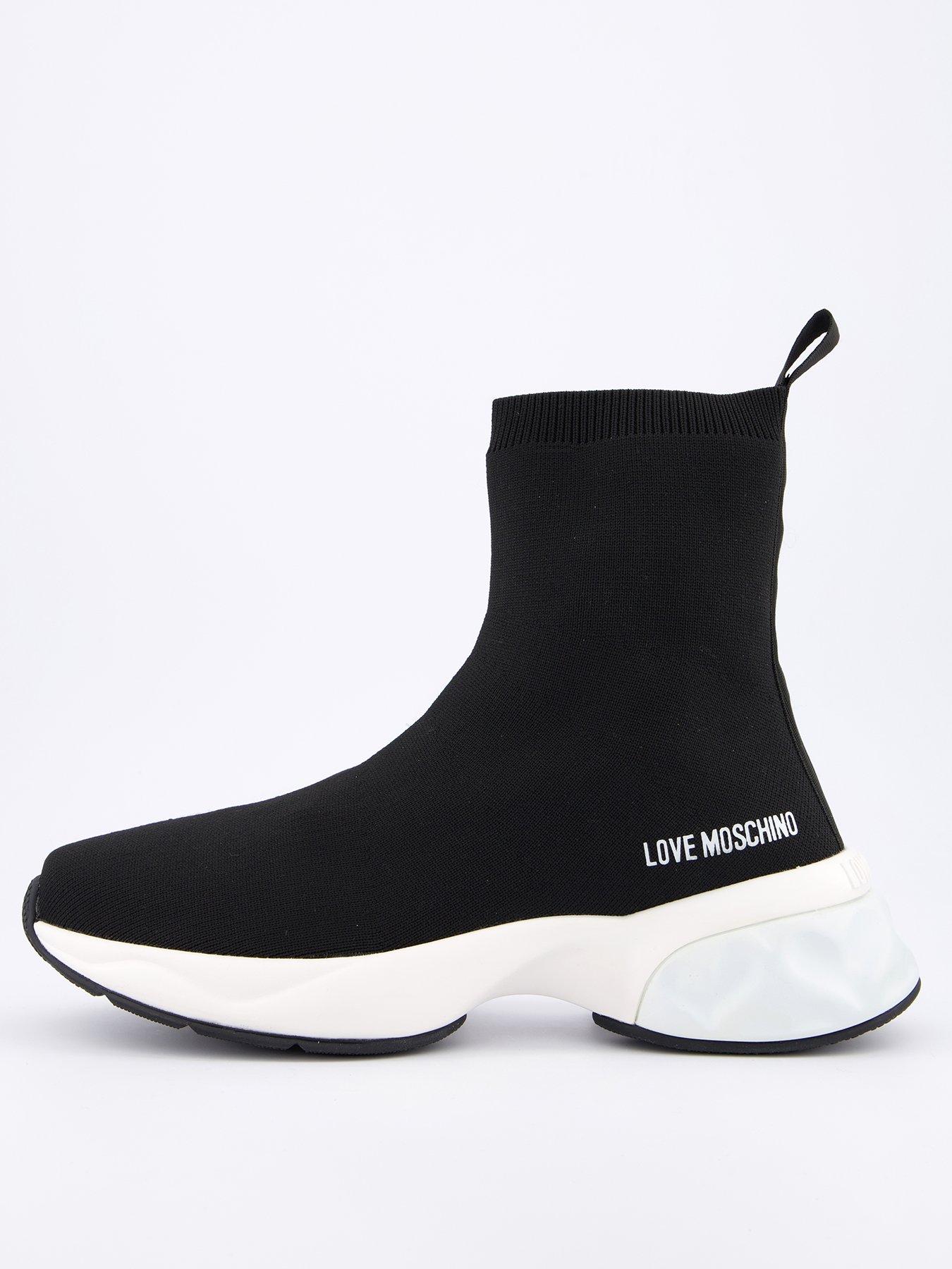 LOVE MOSCHINO Logo Sock Trainers Black Very