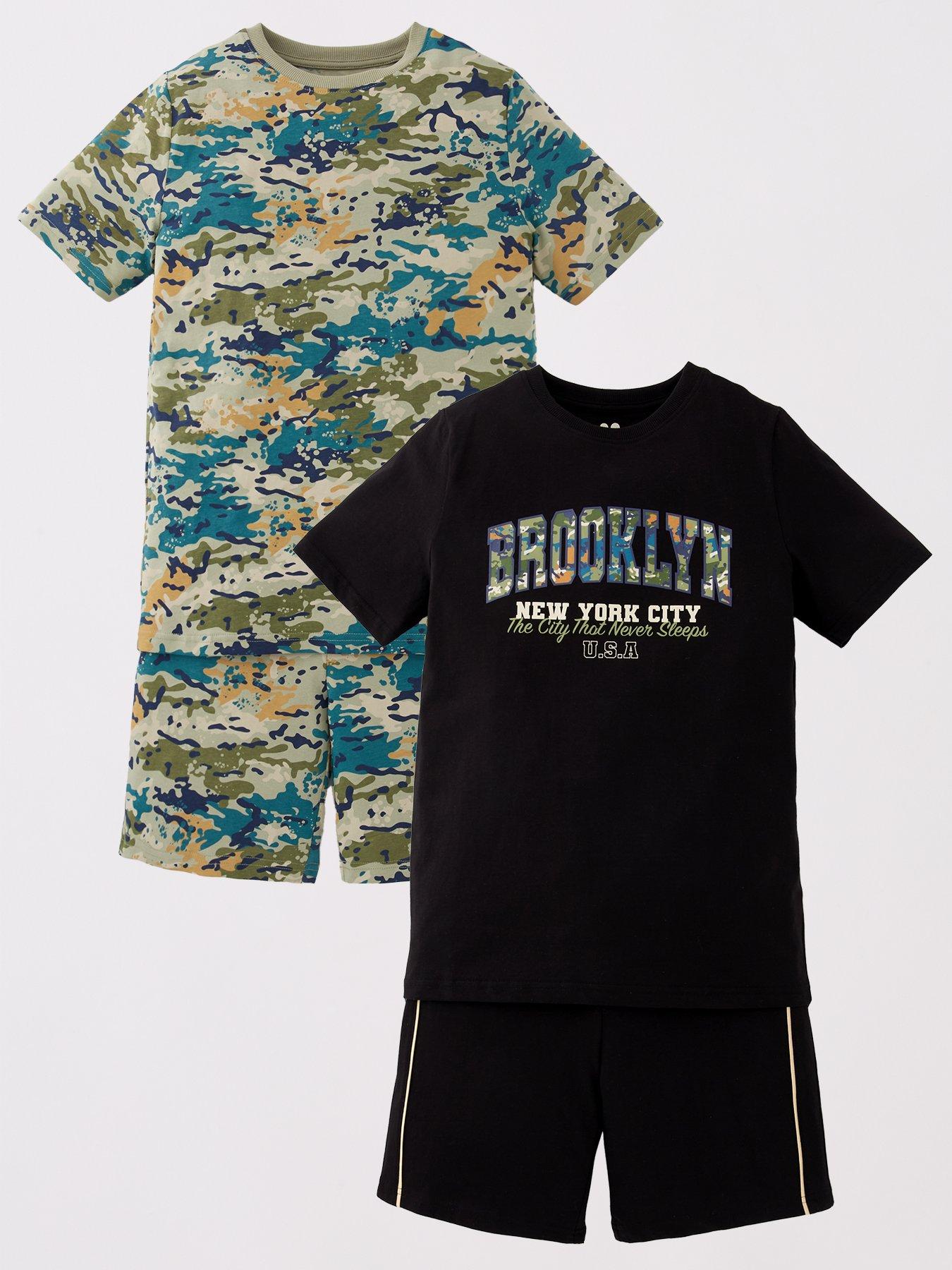 undefined Boys 2 Pack Brooklyn Camo Shortie Pyjama Set - Multi