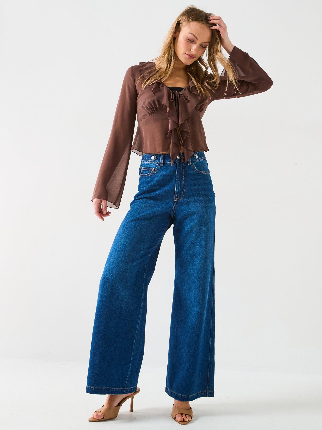 Image 6 of 6 of The Very Collection Supersoft Wide Leg Jeans - Dark Wash