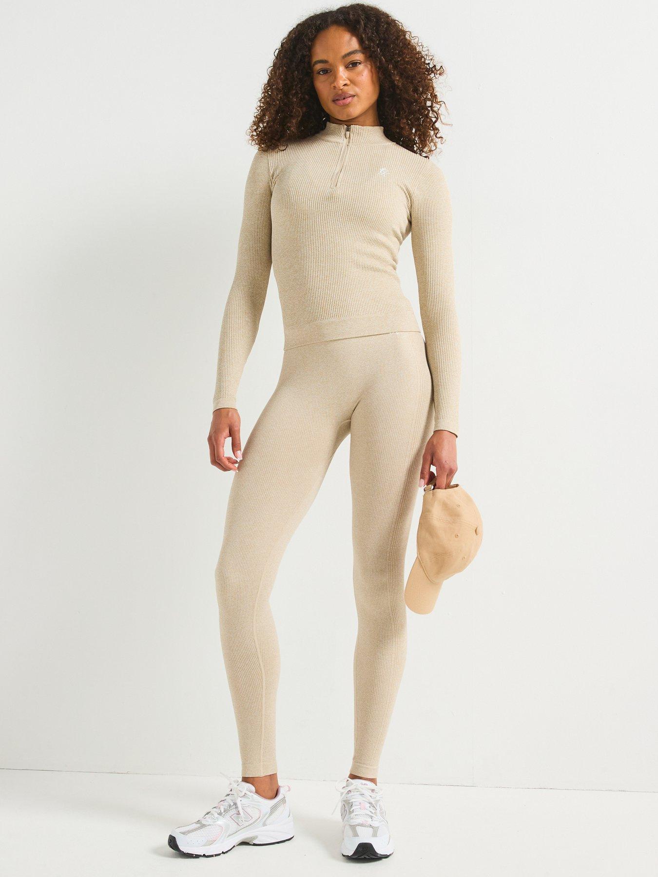 Image 3 of 6 of Gym King Women's Formation Rib Longline 1/4 Zip - Beige