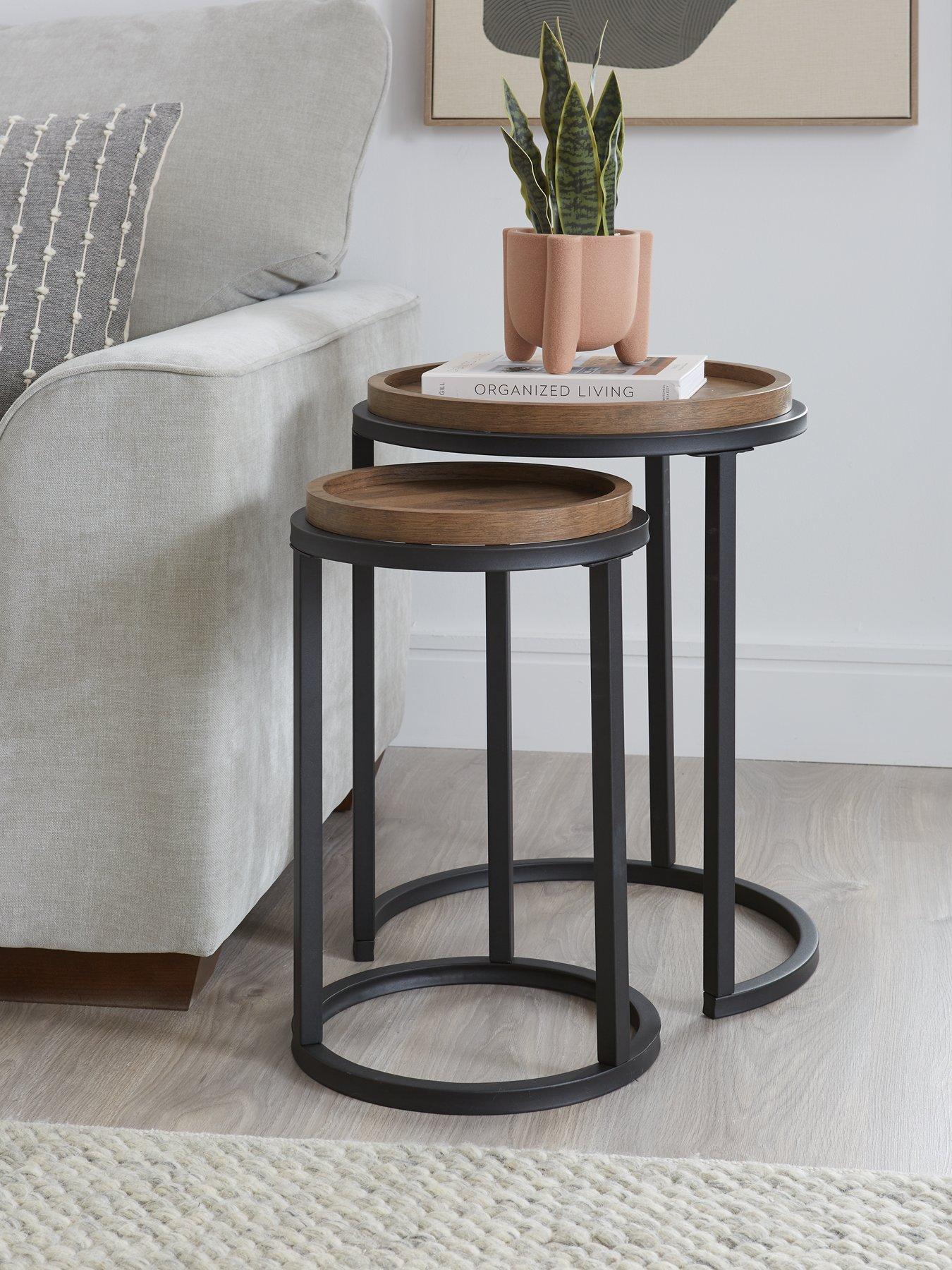 undefined Harlem Round Nest of 2 Tables - Mid Oak - FSC® Certified