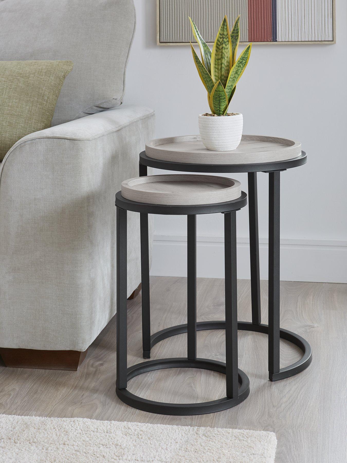 undefined Harlem Round Nest of 2 Tables - Grey Oak - FSC® Certified