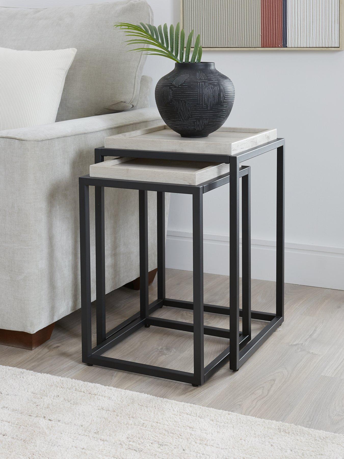 undefined Harlem Square Nest of 2 Tables - Grey Oak - FSC® Certified