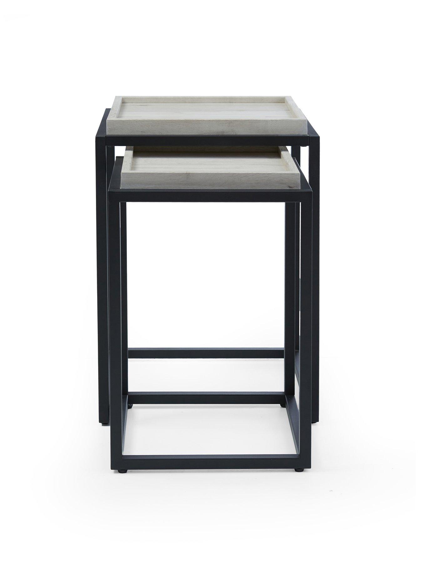 Image 4 of 7 of The Very Collection Harlem Square Nest of 2 Tables - Grey&nbsp;Oak - FSC&reg; Certified