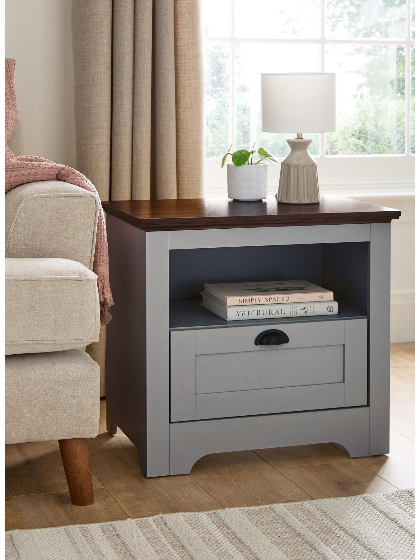 undefined New Devon Lamp Table - Grey/Walnut - FSC Certified