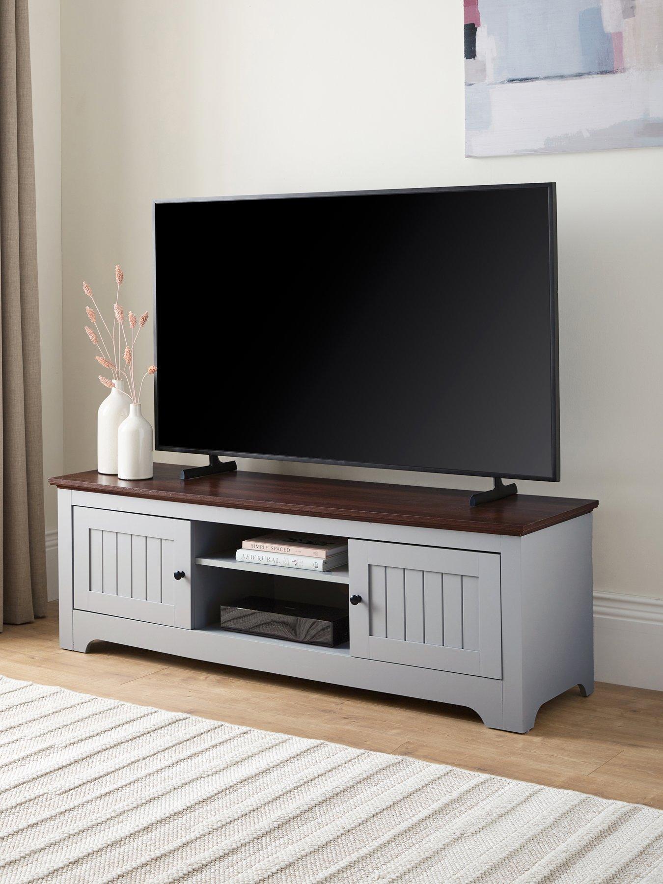 undefined New Devon TV Unit - Grey/Walnut - fits up to 55 inch TV - FSC Certified