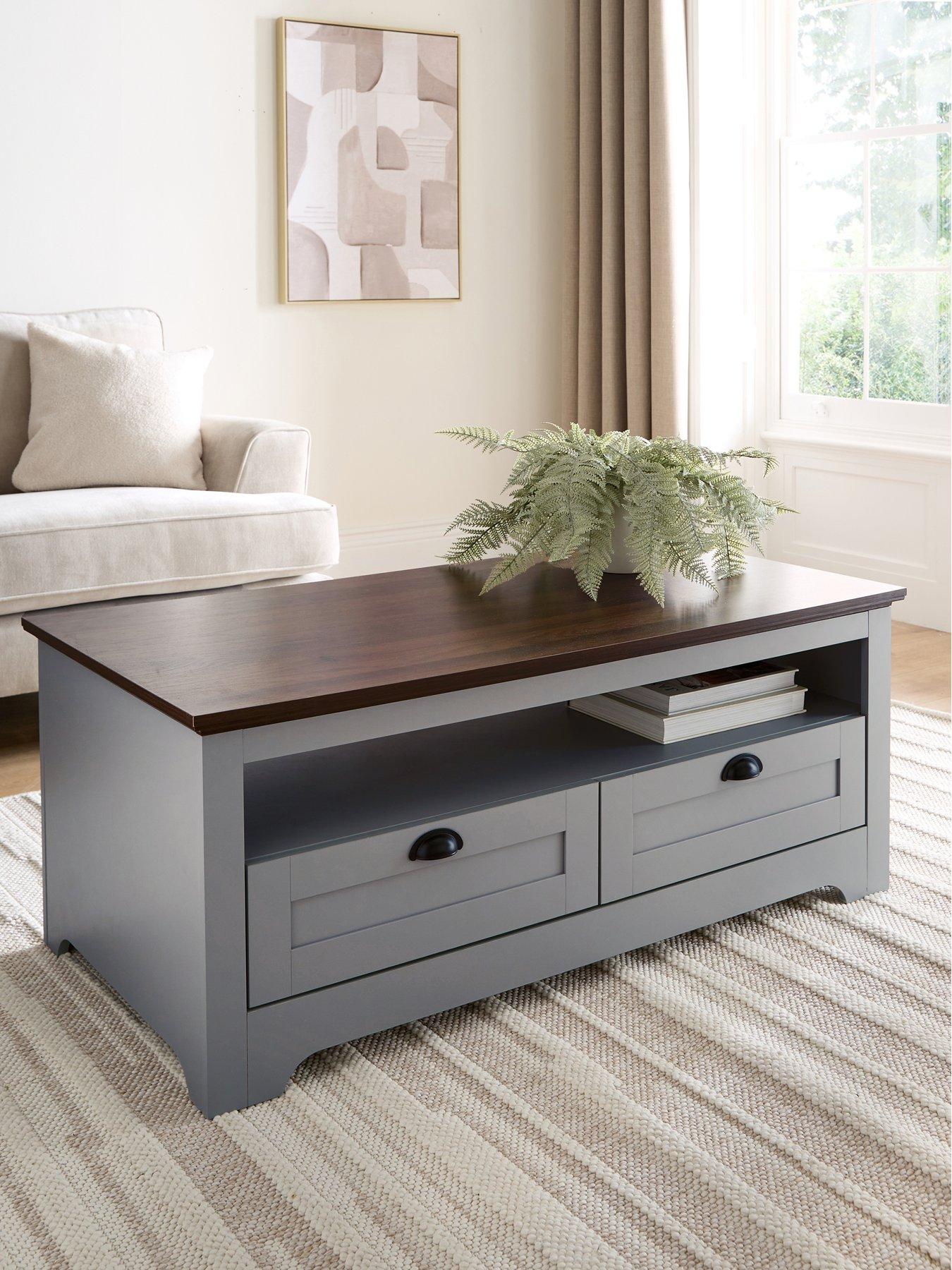 undefined New Devon Storage Coffee Table - Grey/Walnut - FSC Certified