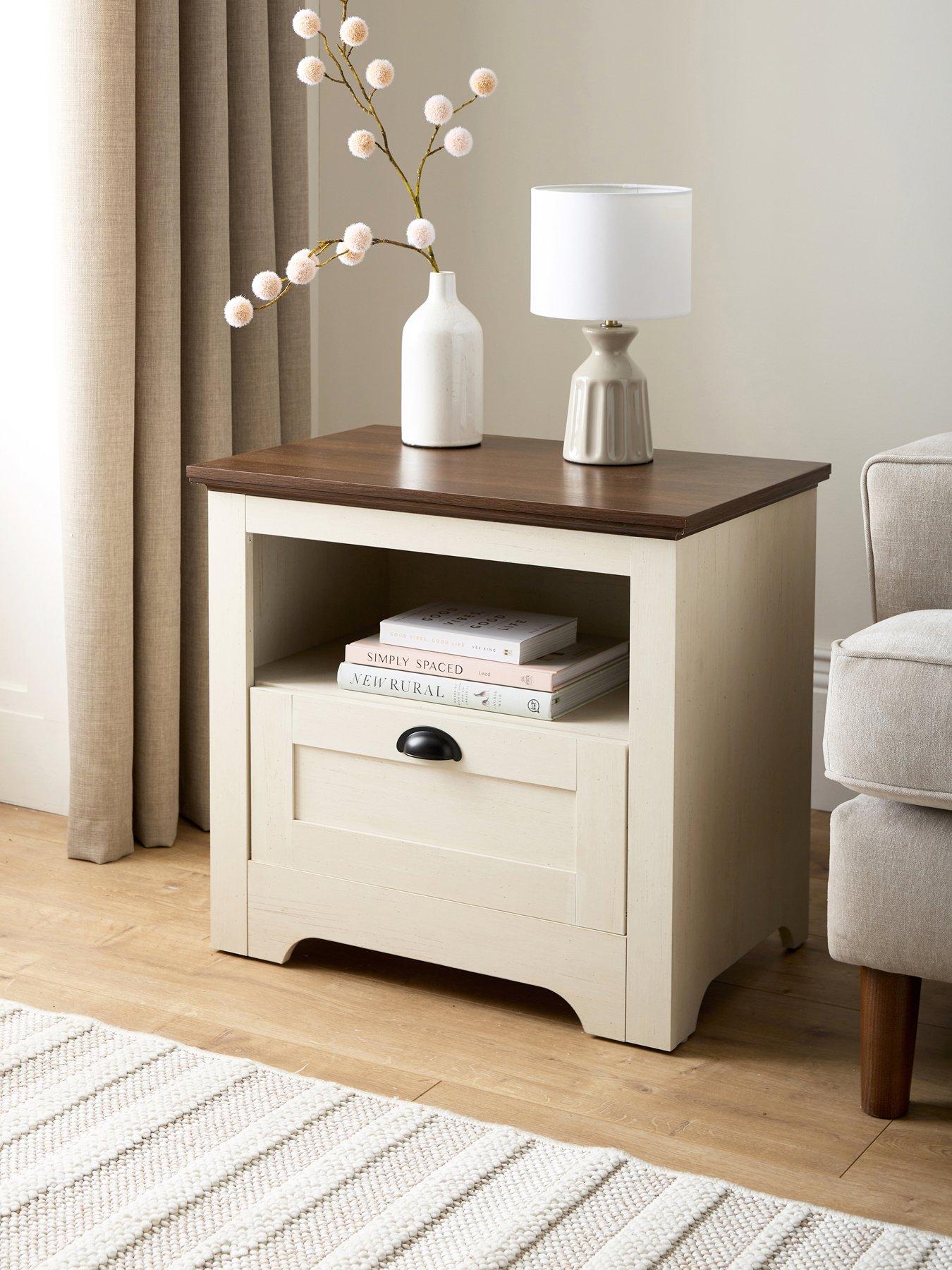 undefined New Devon Lamp Table - Ivory/Walnut - FSC Certified