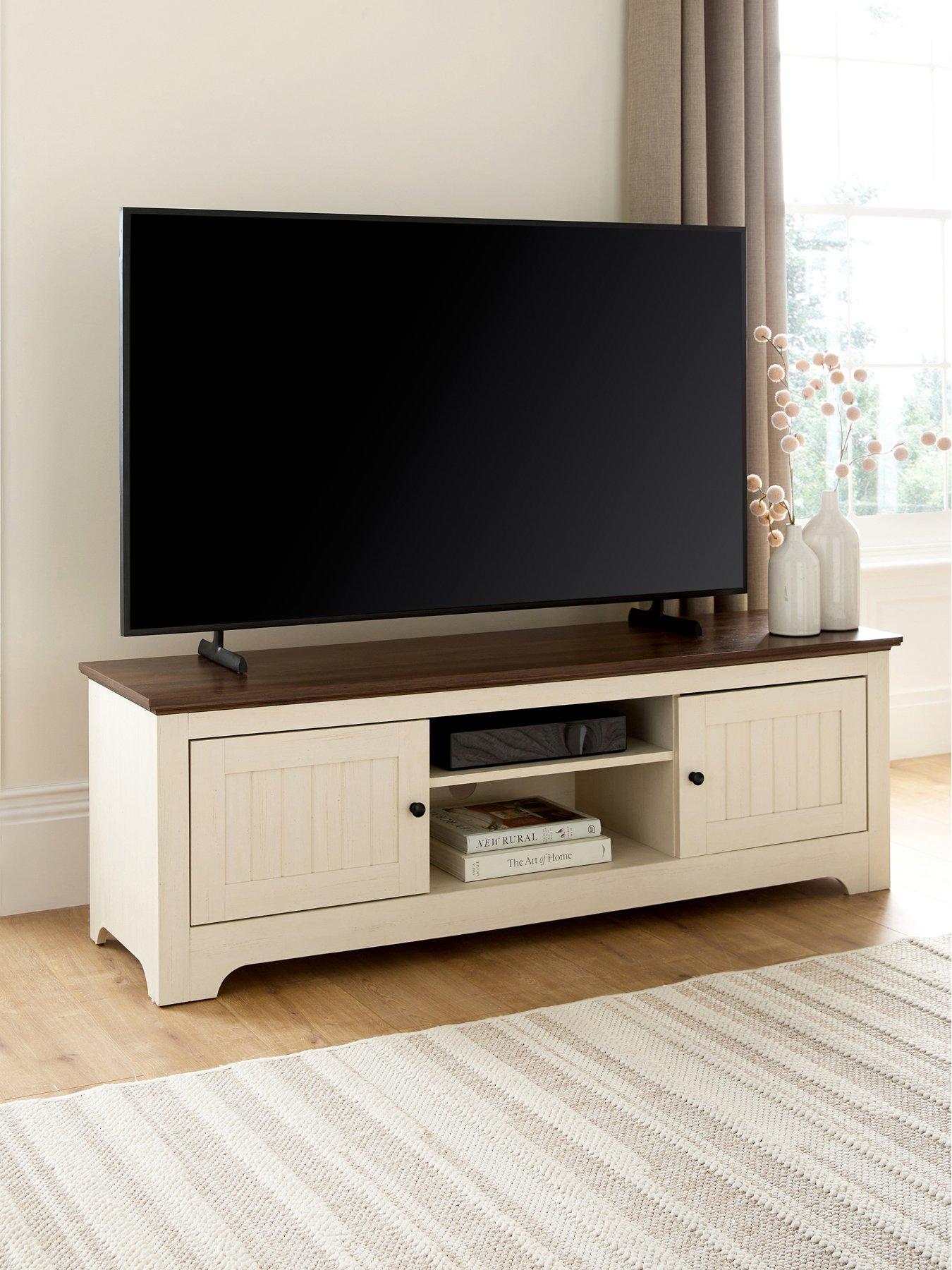 undefined New Devon TV Unit - Ivory/Walnut - fits up to 55 inch TV - FSC Certified