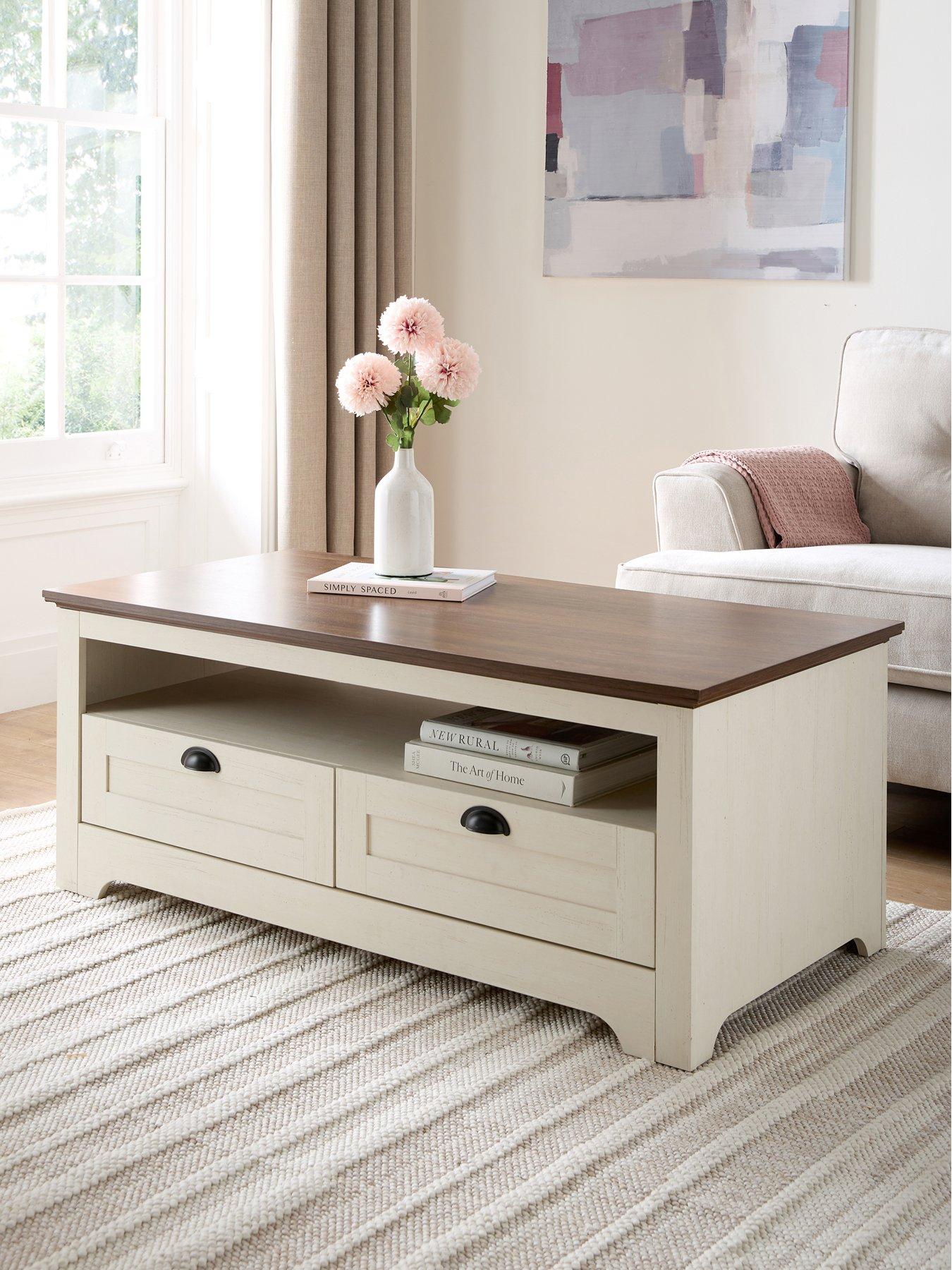 undefined New Devon Coffee Table - Ivory/Walnut - FSC Certified