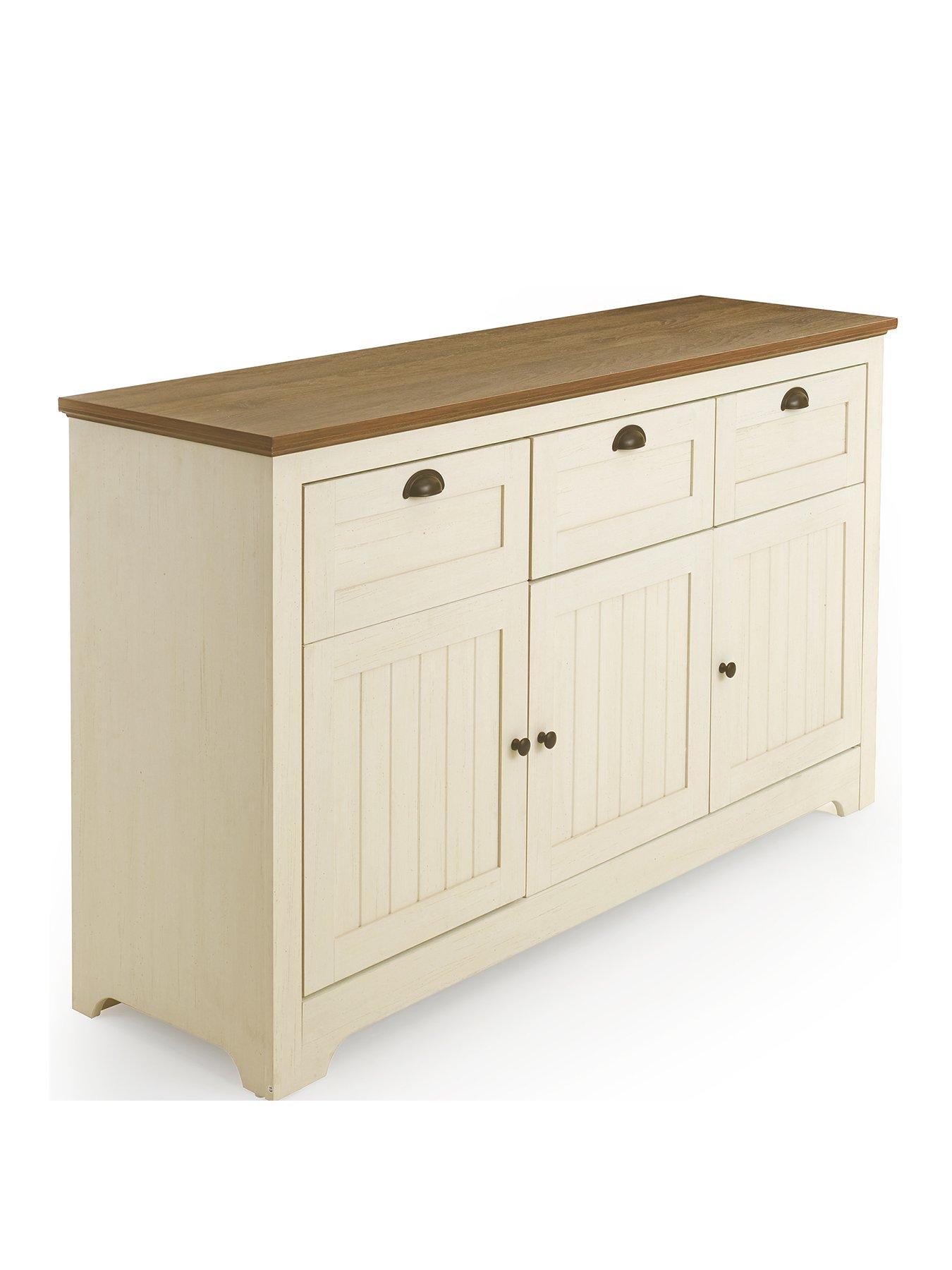 Image 3 of 7 of Very Home New Devon 3 Door, 3 Drawer Large Sideboard - Ivory/Walnut - FSC Certified
