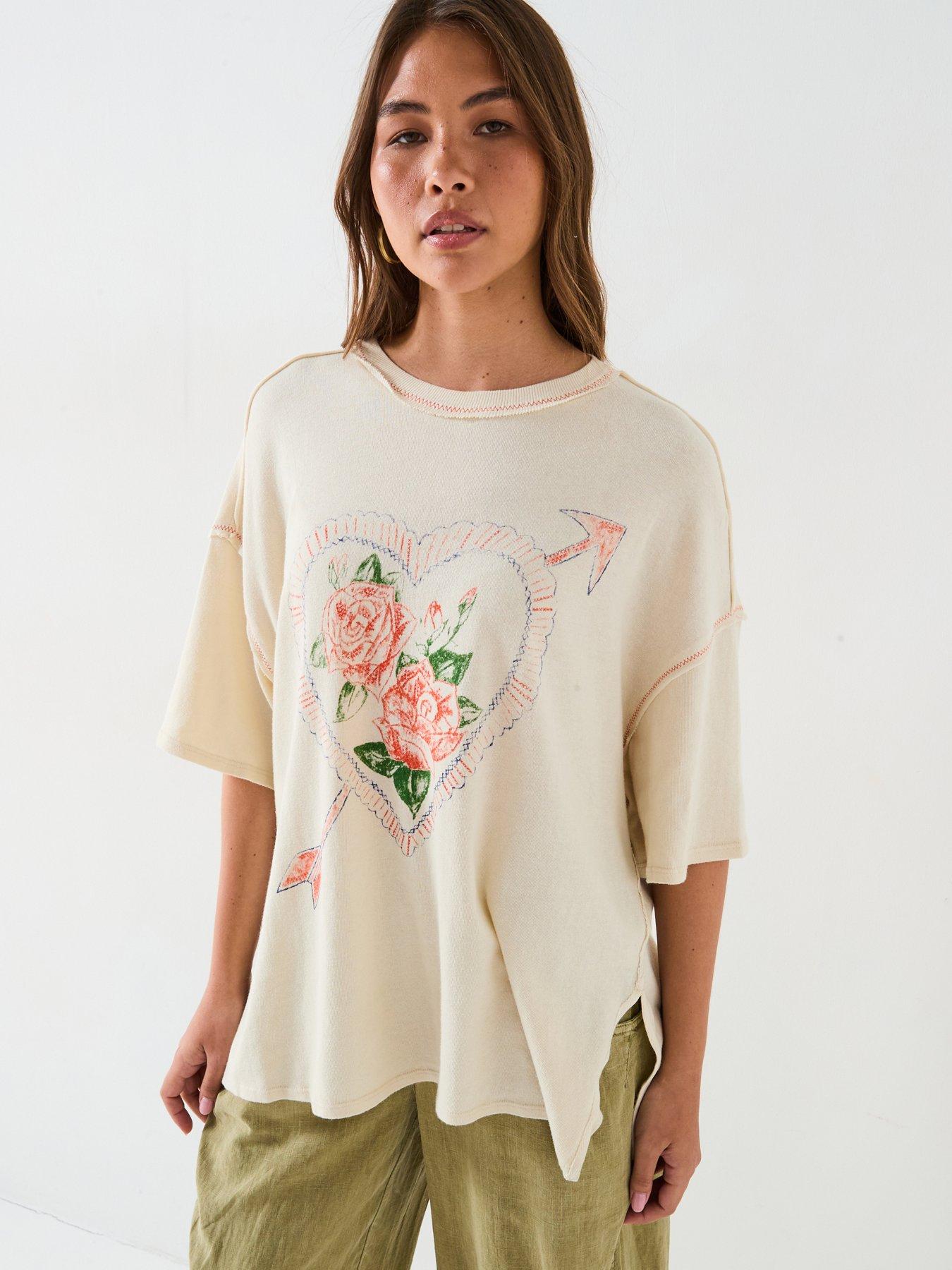 undefined Love Rose Printed T-Shirt - Cream