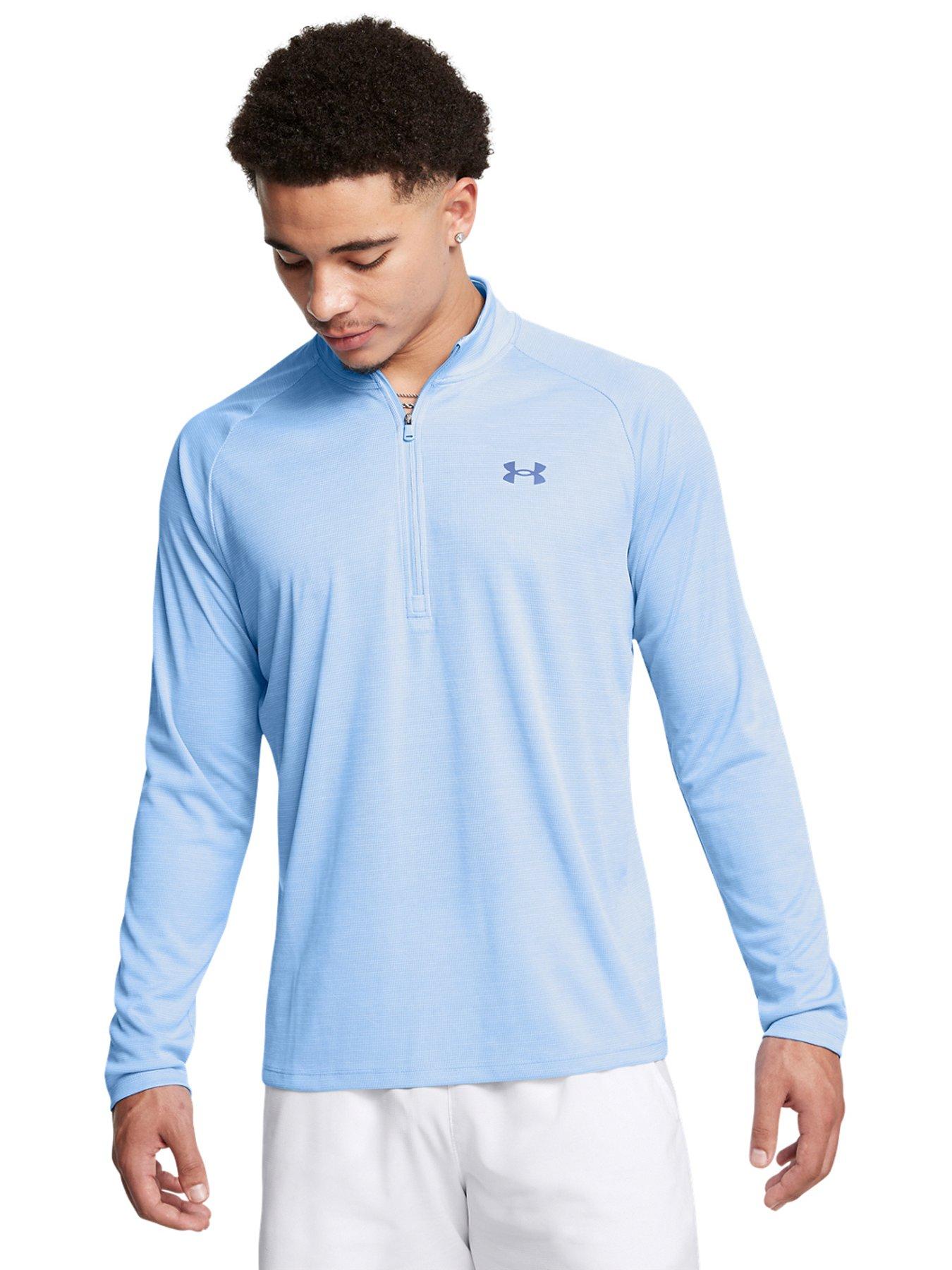undefined Men's Training Tech Textured 1/2 Zip Top - Blue