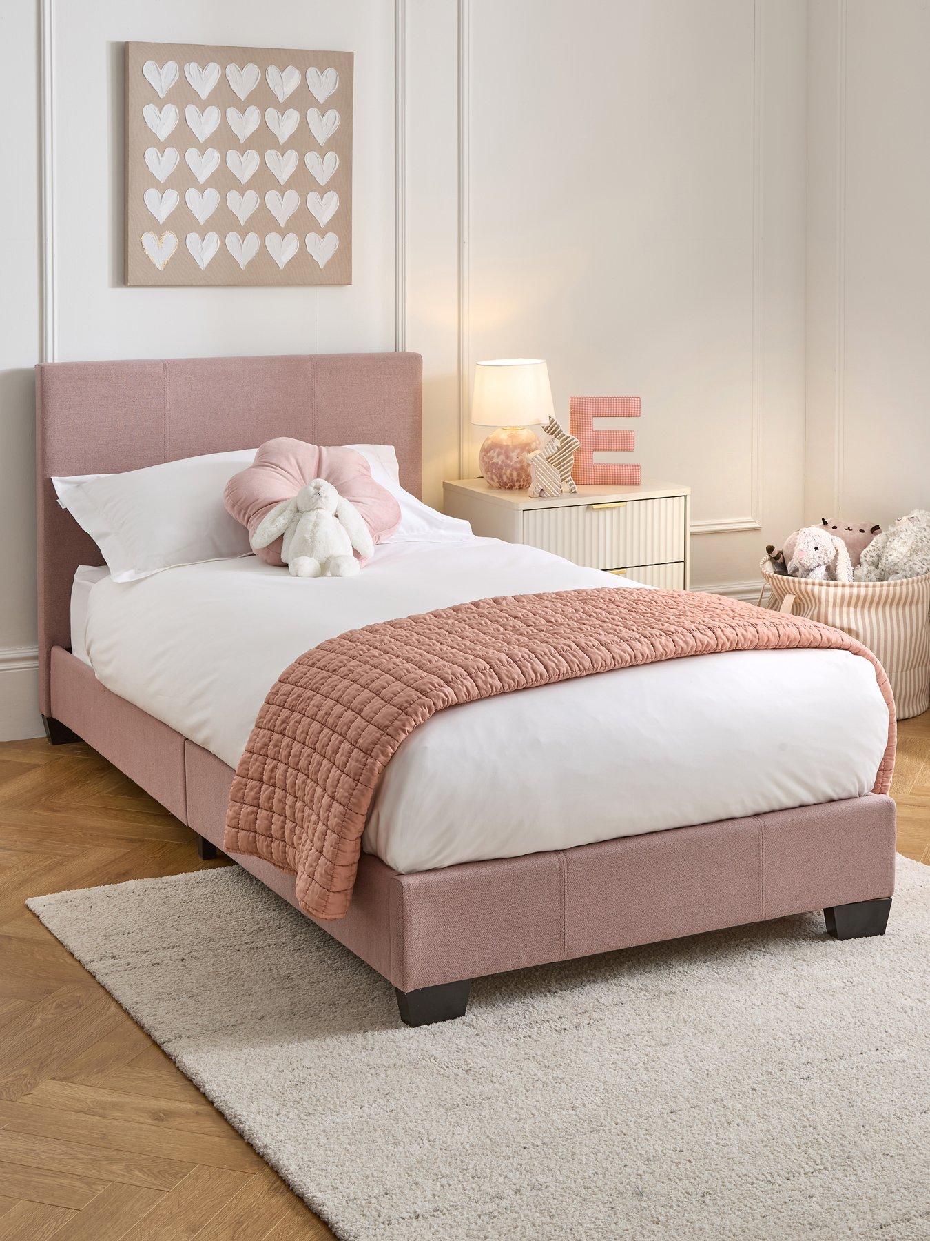 undefined Riley Children's Fabric Single Bed with Mattress Options (Buy  &  SAVE!) - Antique Rose