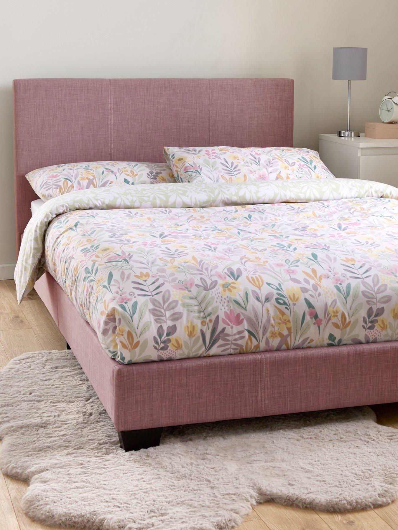 undefined Riley Fabric Small Double Bed Frame with Mattress Options (Buy  &  SAVE!) - Antique Rose