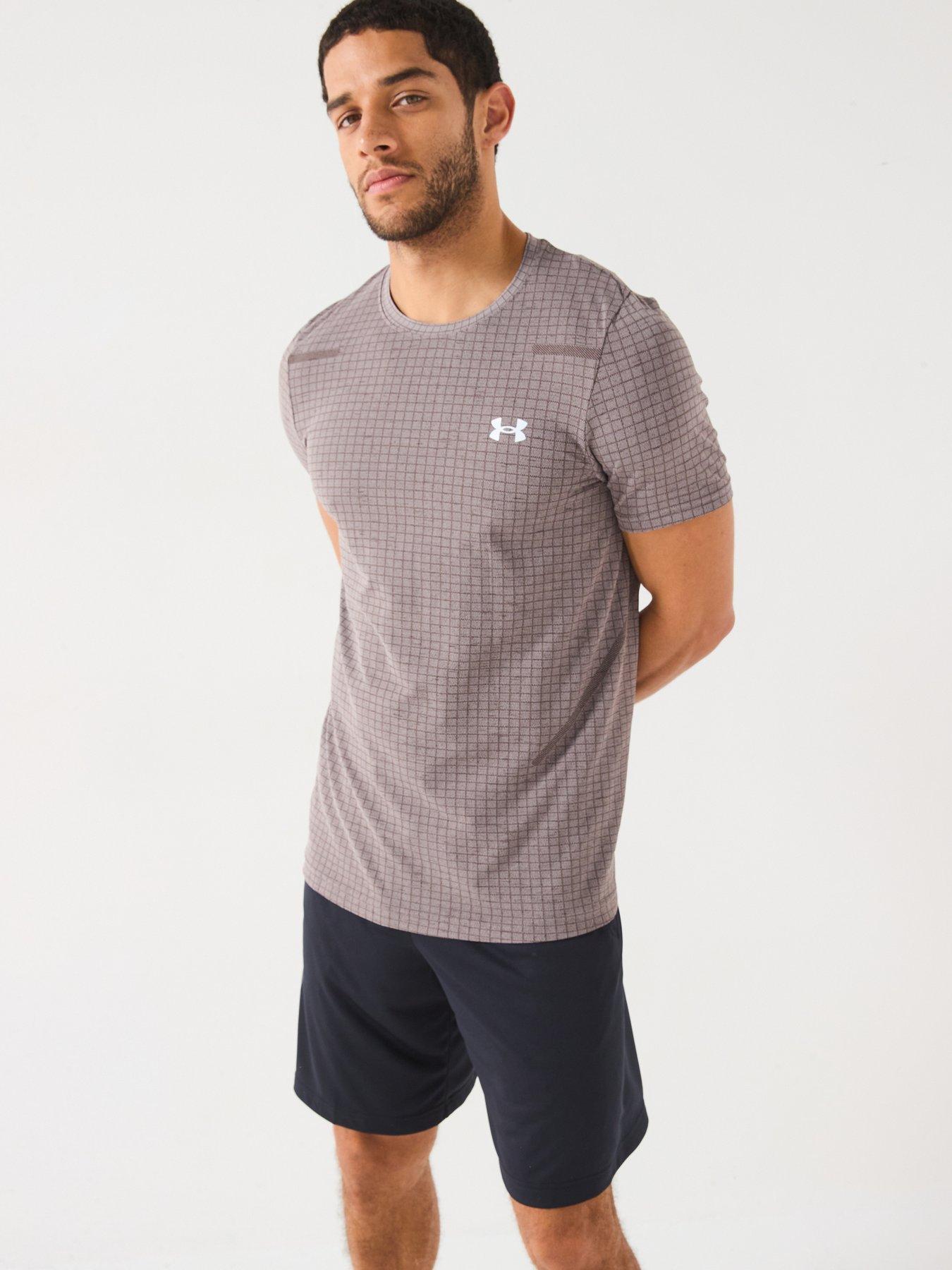undefined Men's Training Vanish Seamless Grid Short Sleeve Top - Grey