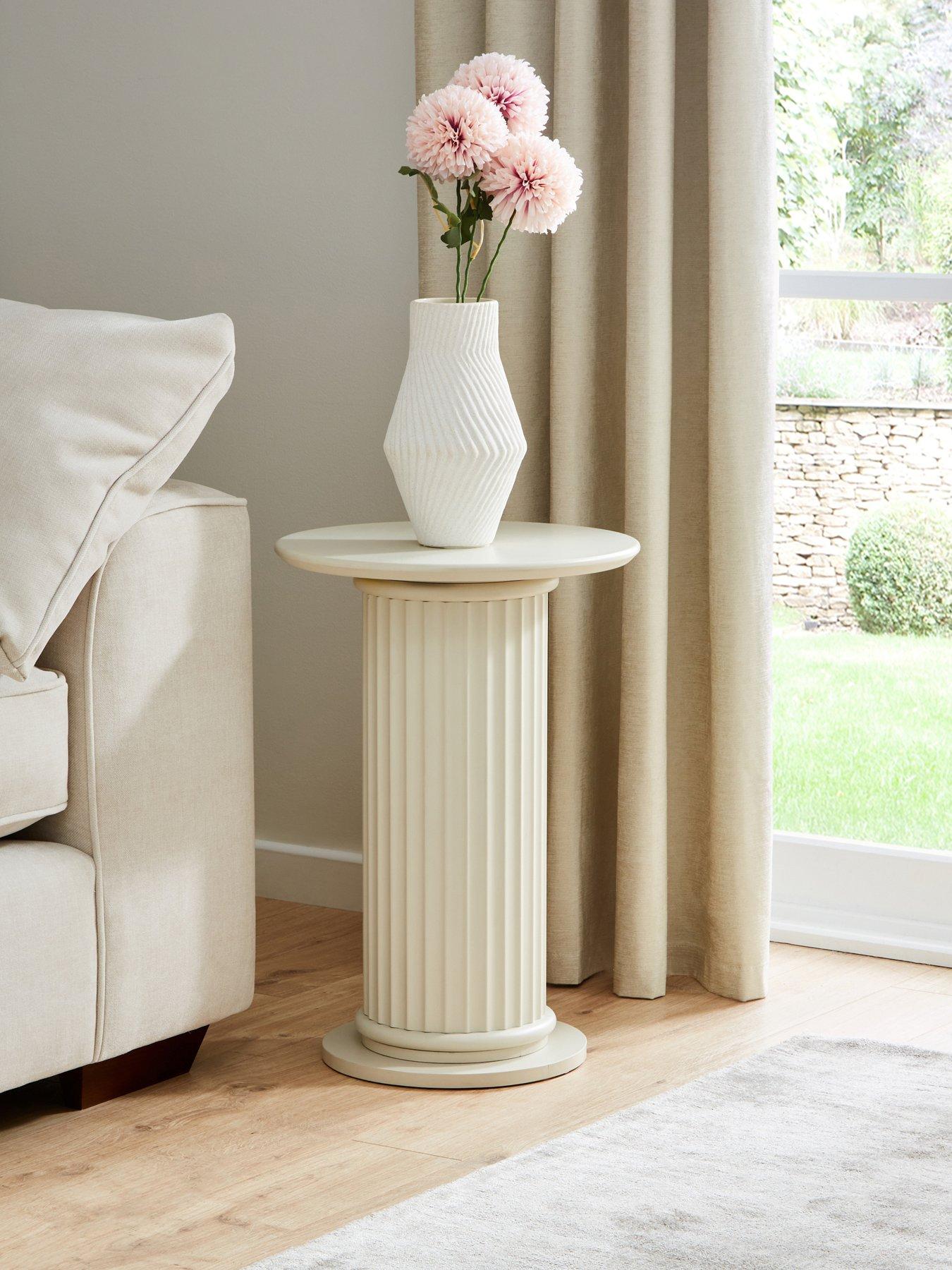 undefined Cora Pedestal Side Table - Ivory