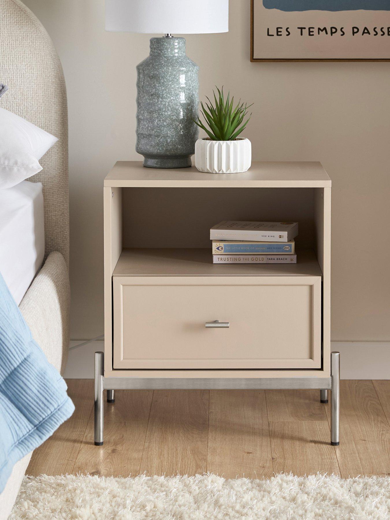 Image of Very Home Serena 1 Drawer Bedside Chest - Taupe - FSC® Certified
