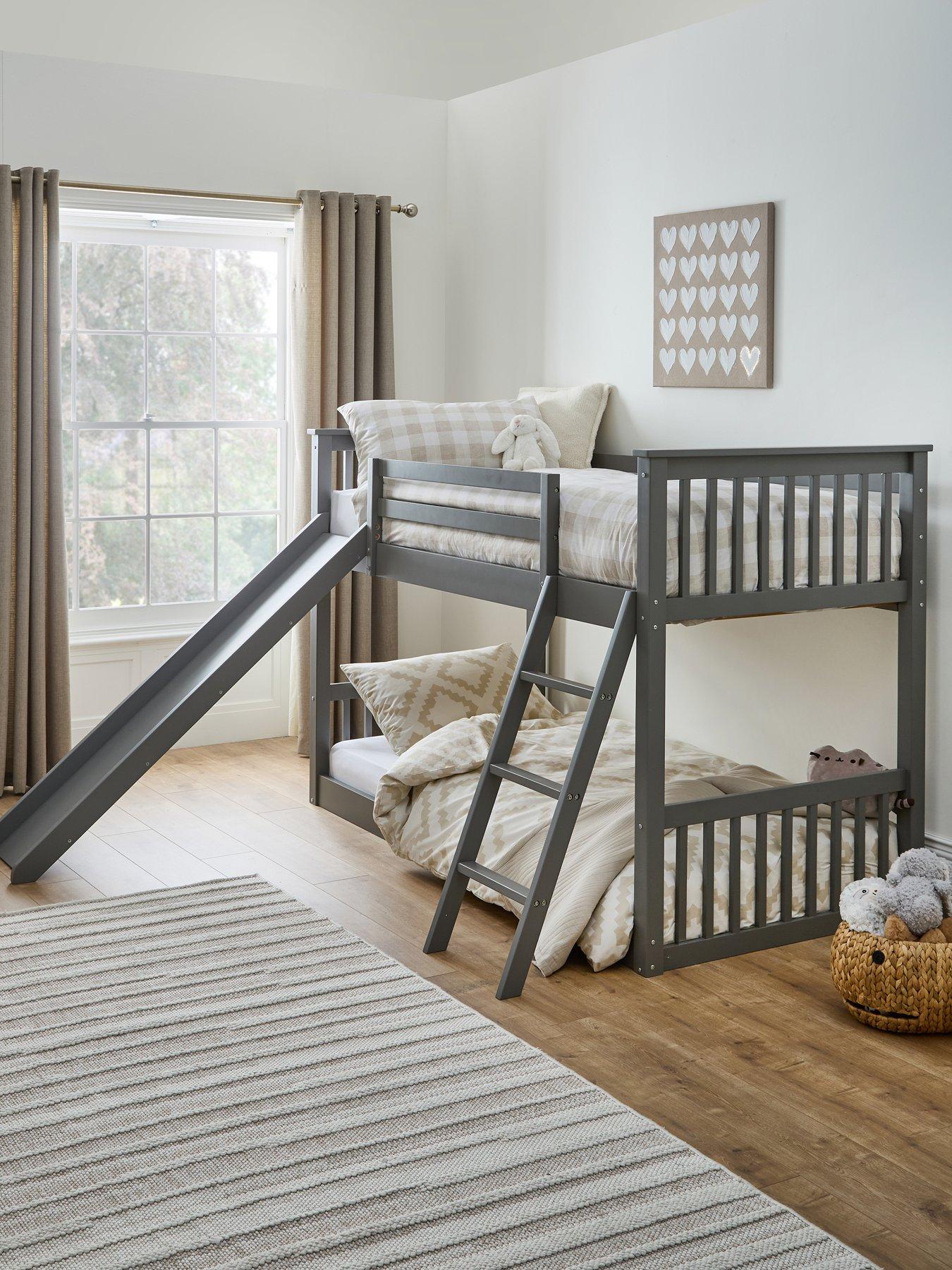 Very Home Novara Bunk Bed with Slide with Mattress Options (Buy  &  SAVE!) - Grey - FSC® Certified