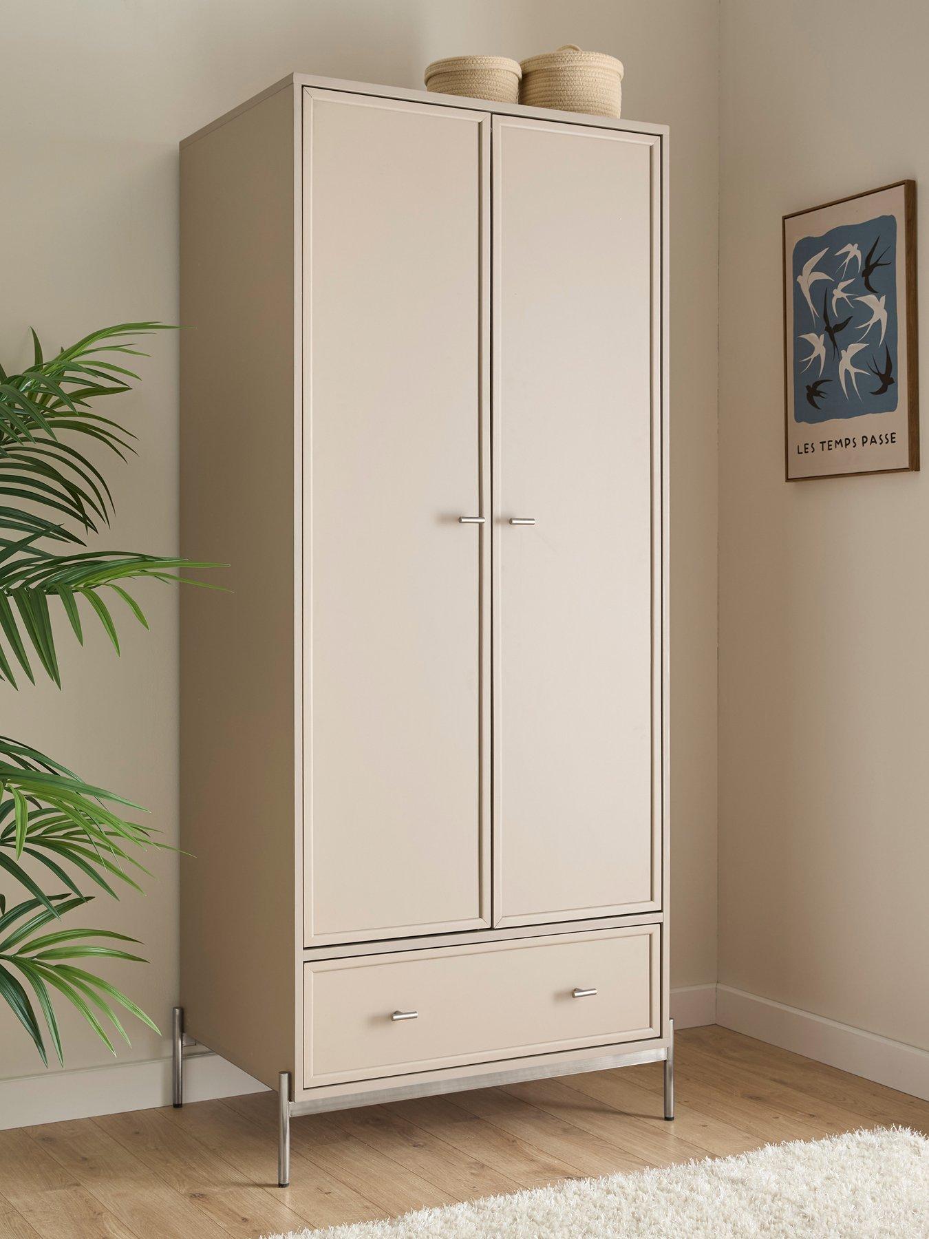 undefined Serena 2 Door, 1 Drawer Wardrobe - Taupe - FSC® Certified