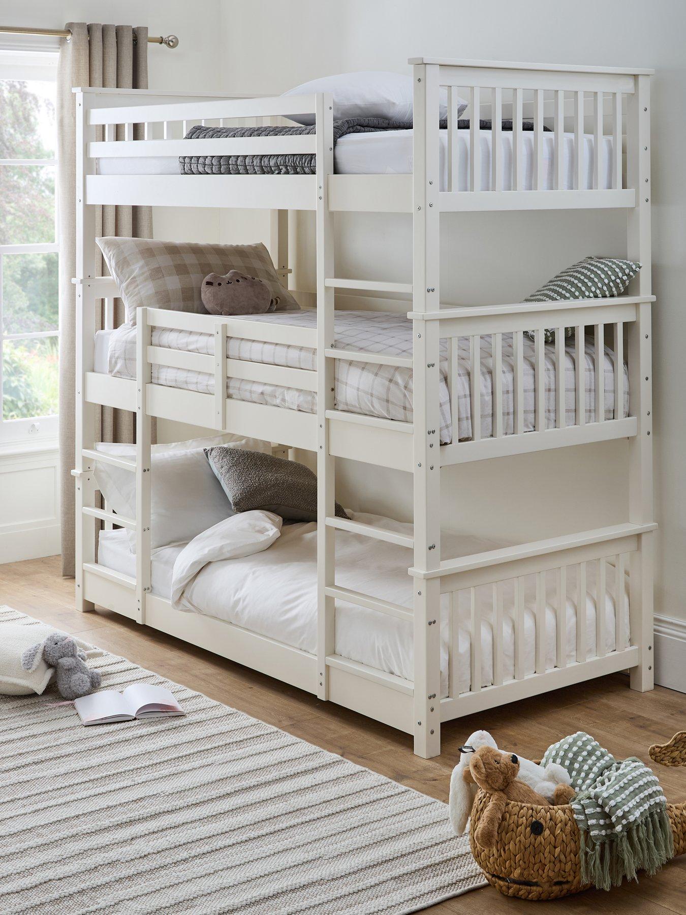undefined Novara White Triple Bunk Bed with Mattress Options (Buy  &  SAVE!) - White - FSC® Certified