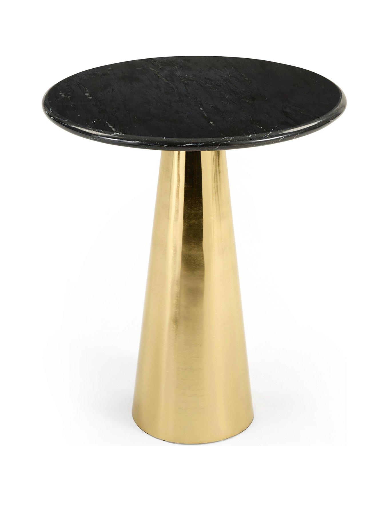 Image 2 of 6 of The Very Collection Cone Side Table - Brushed Gold/Black&nbsp;Marble