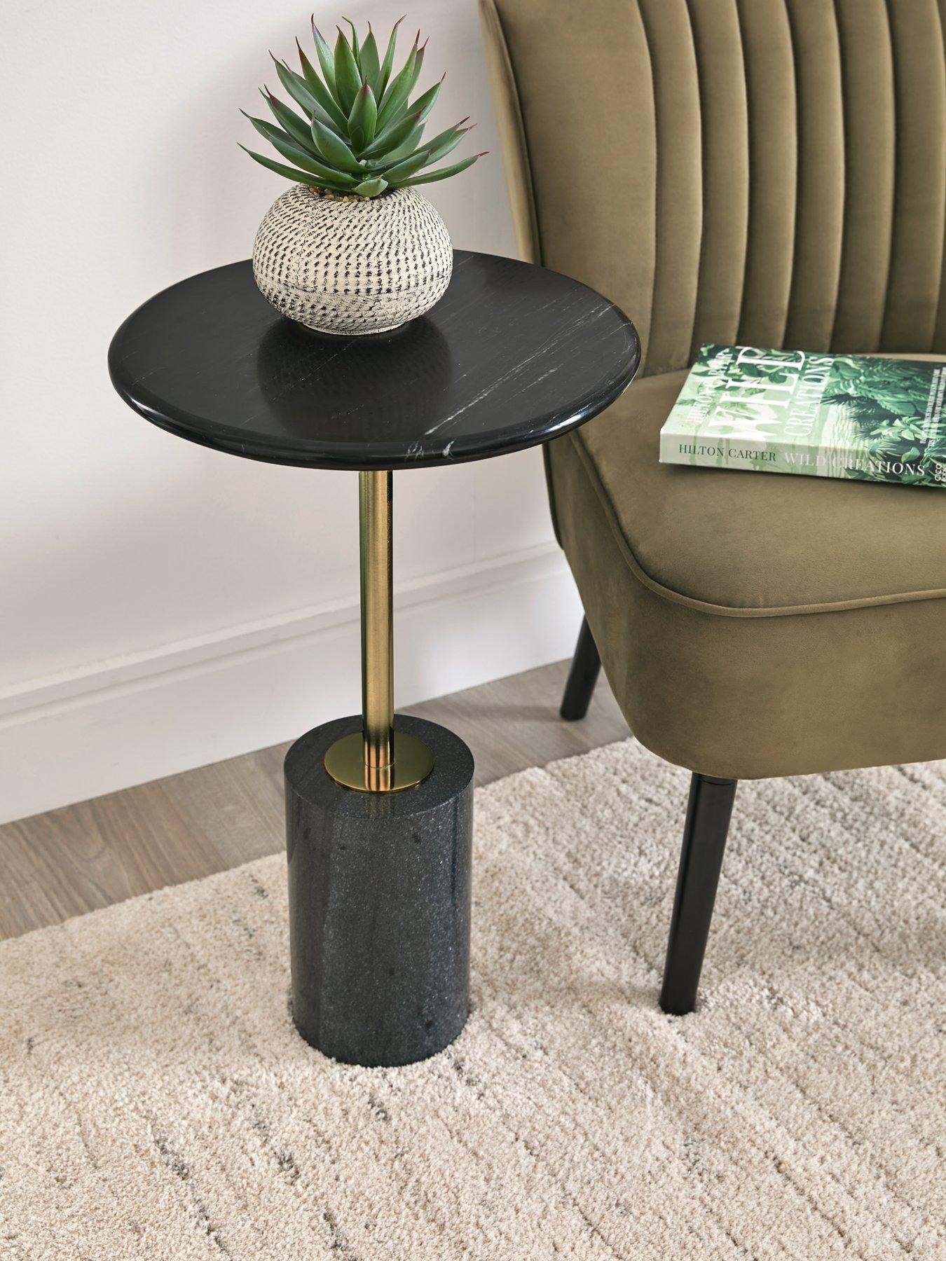 undefined Cylinder Side Table - Black/Gold