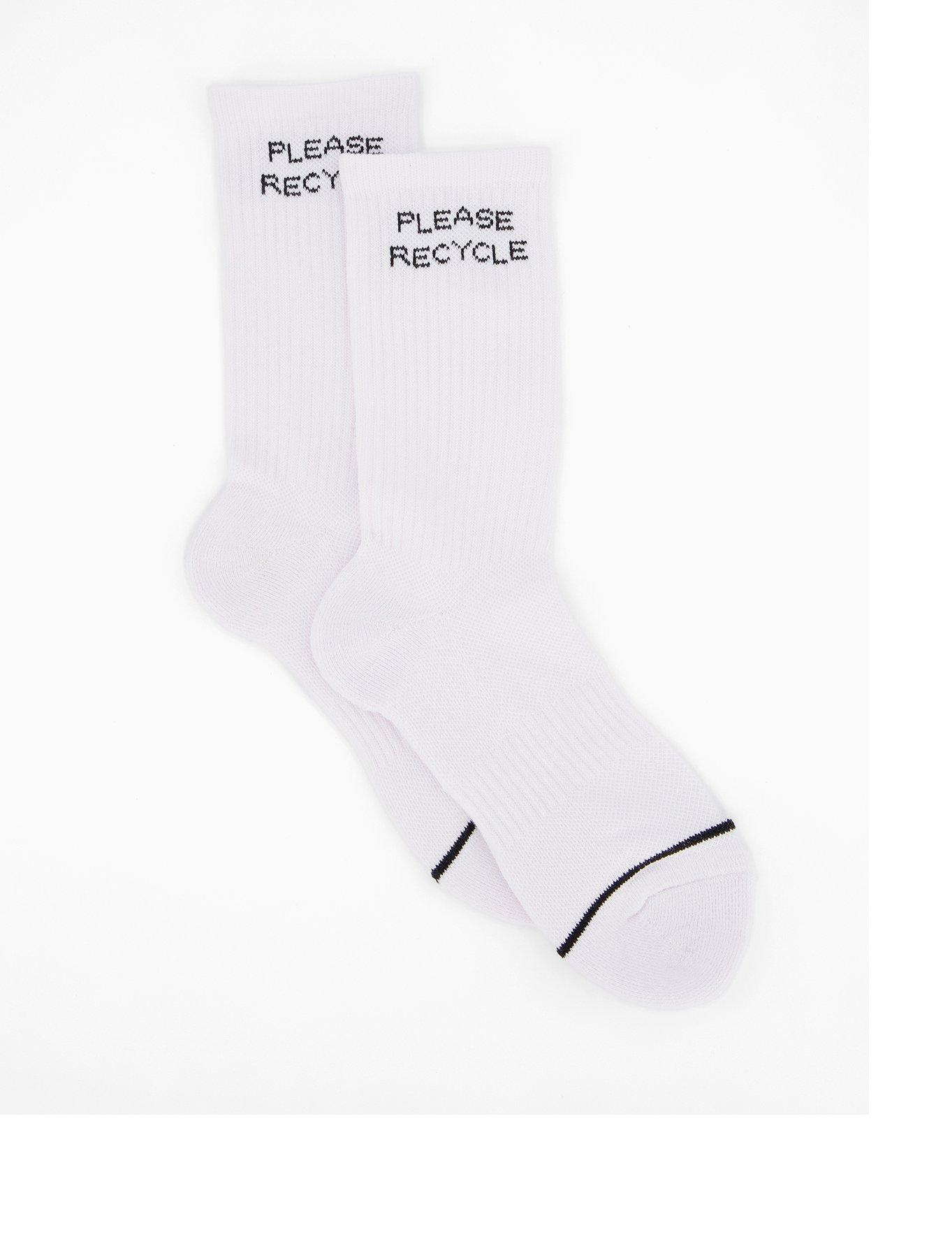 undefined Womens Training Please Recycle Crew Socks - White