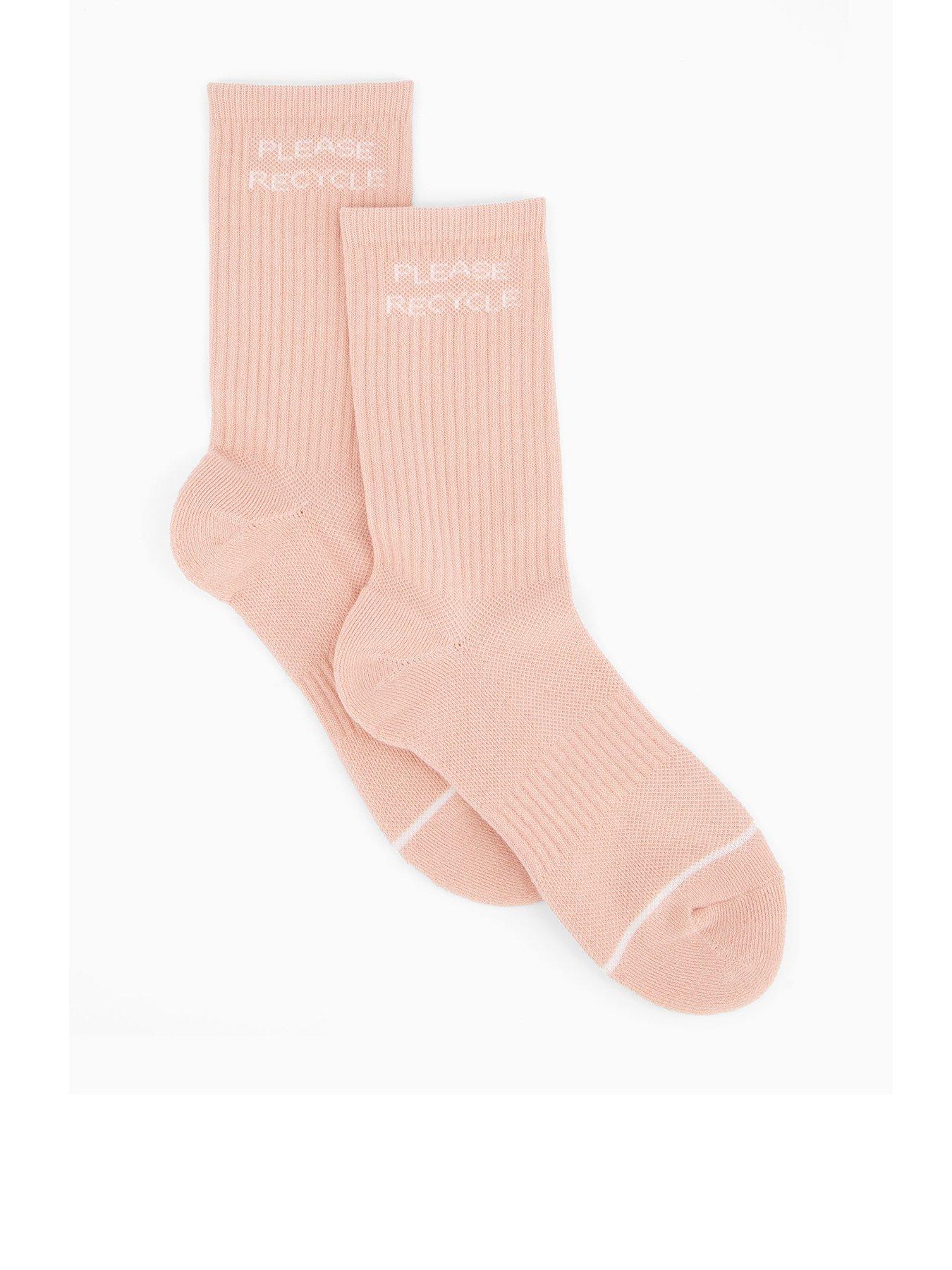 Girlfriend Collective Womens Training Please Recycle Crew Socks - Pink