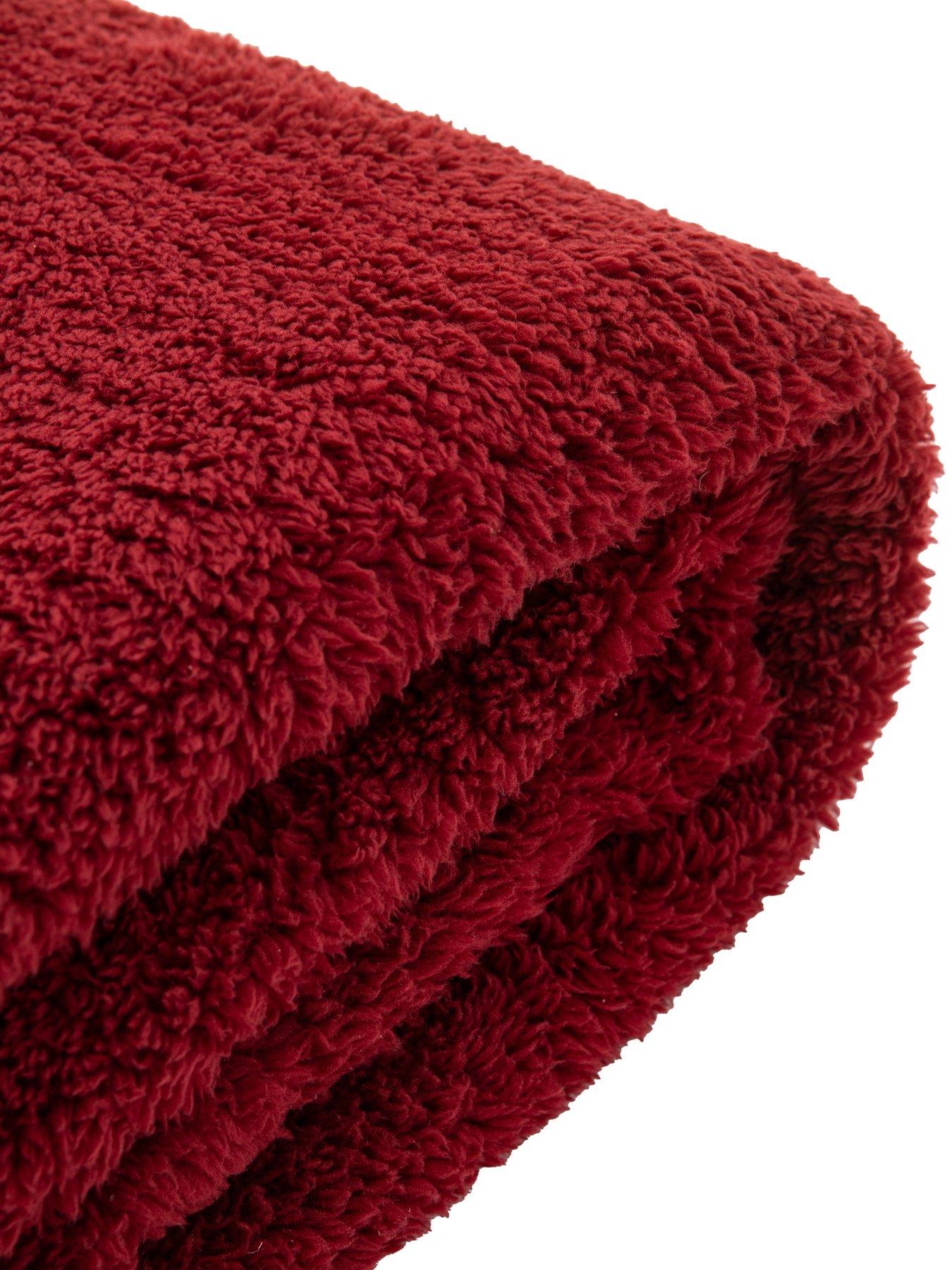 Image 2 of 3 of Gallery Teddy Fleece Throw in Merlot