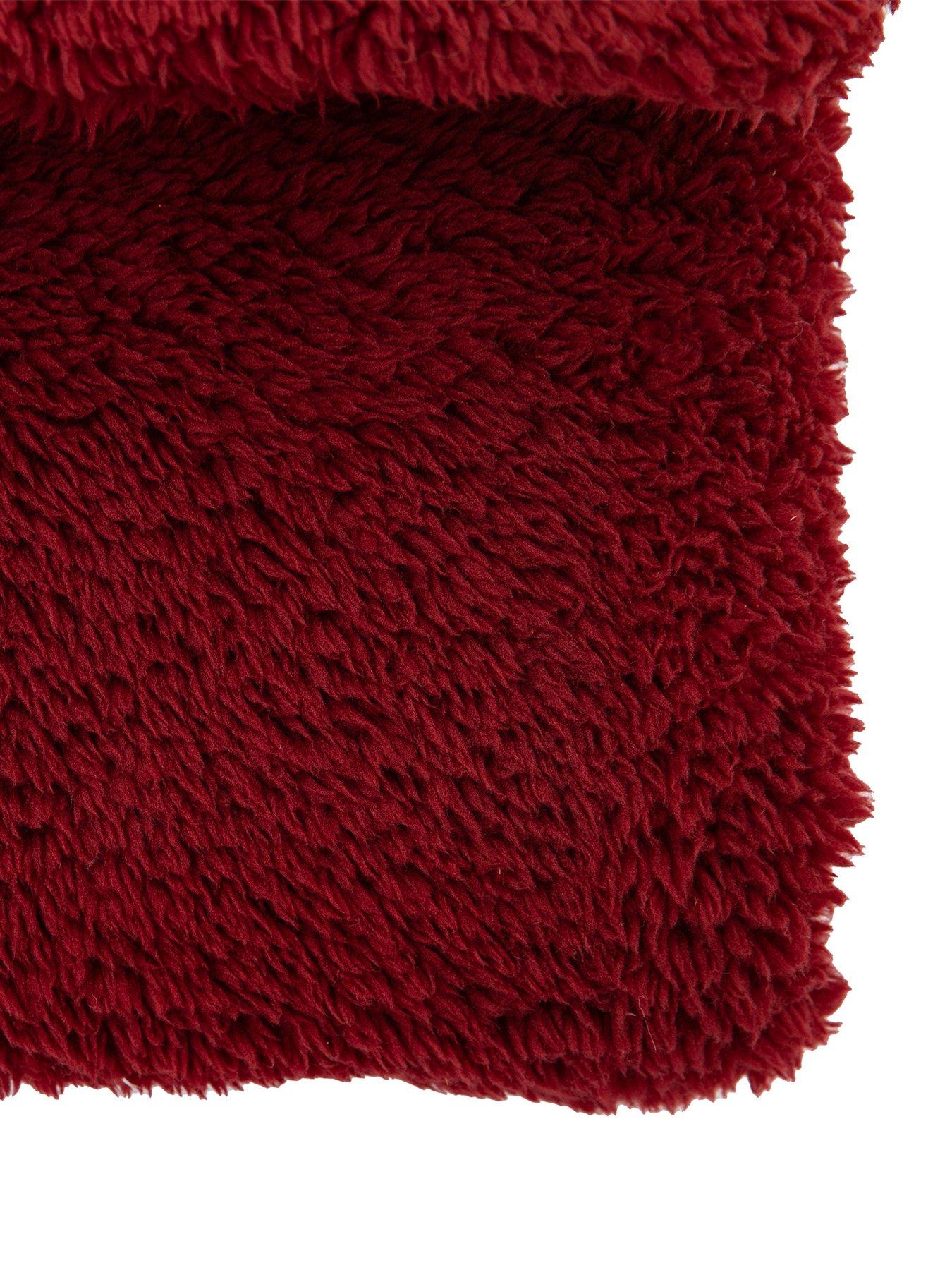 Image 3 of 3 of Gallery Teddy Fleece Throw in Merlot