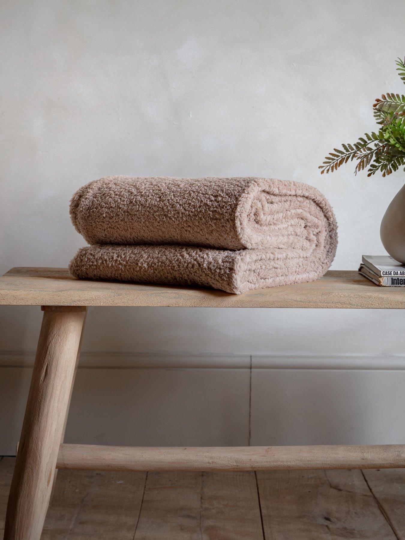 Product photograph of Gallery Teddy Fleece Throw In Taupe from very.co.uk