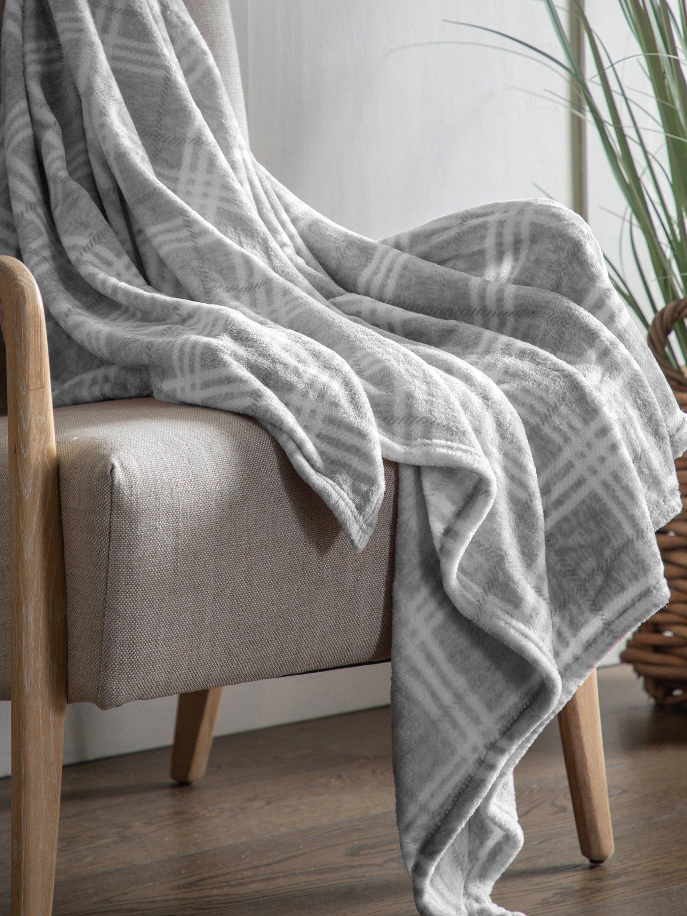 Image 1 of 5 of Gallery Direct Checkmate Super Soft Flannel Fleece Throw in Silver