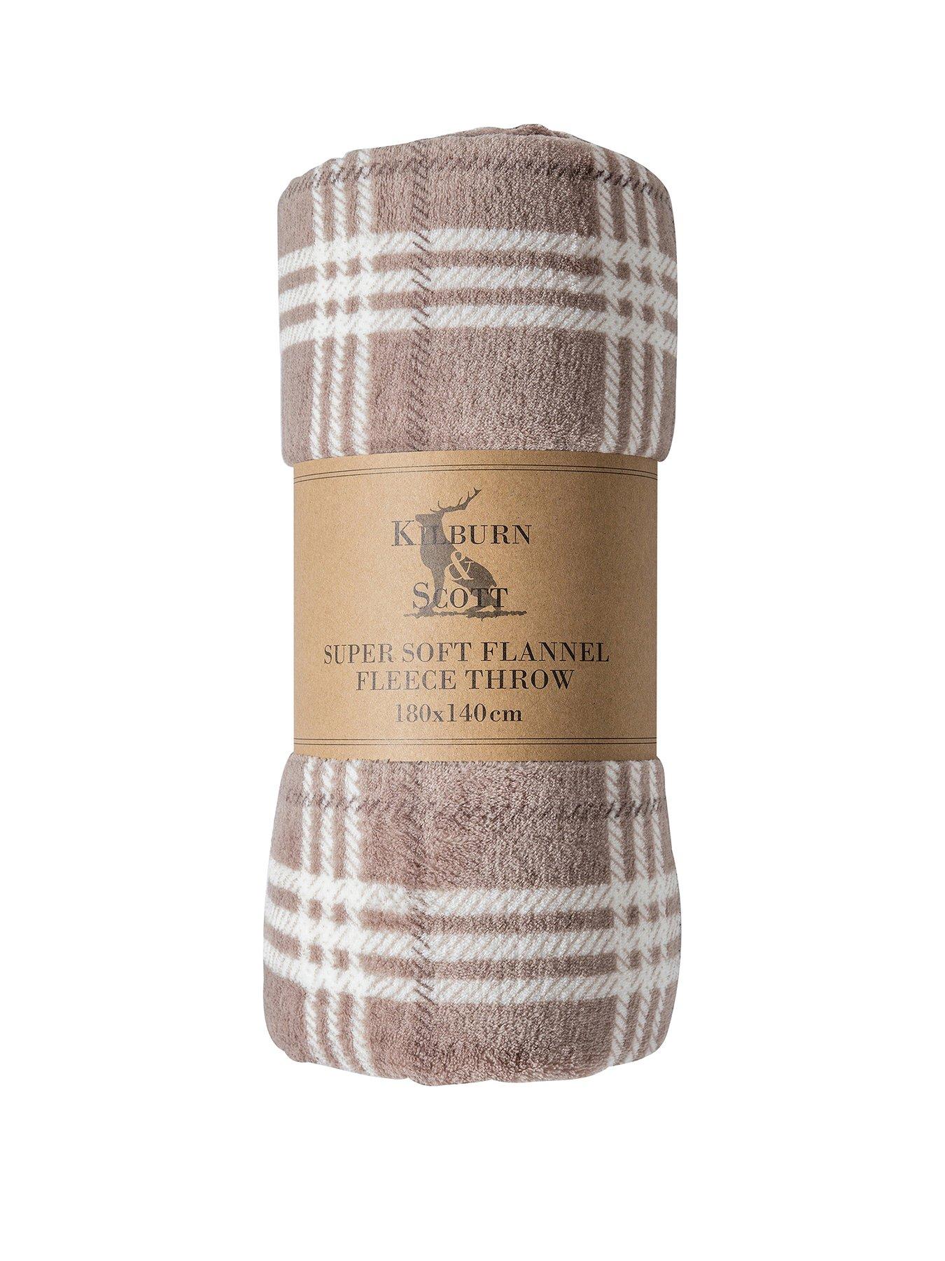 Product photograph of Gallery Checkmate Super Soft Flannel Fleece Throw In Taupe from very.co.uk