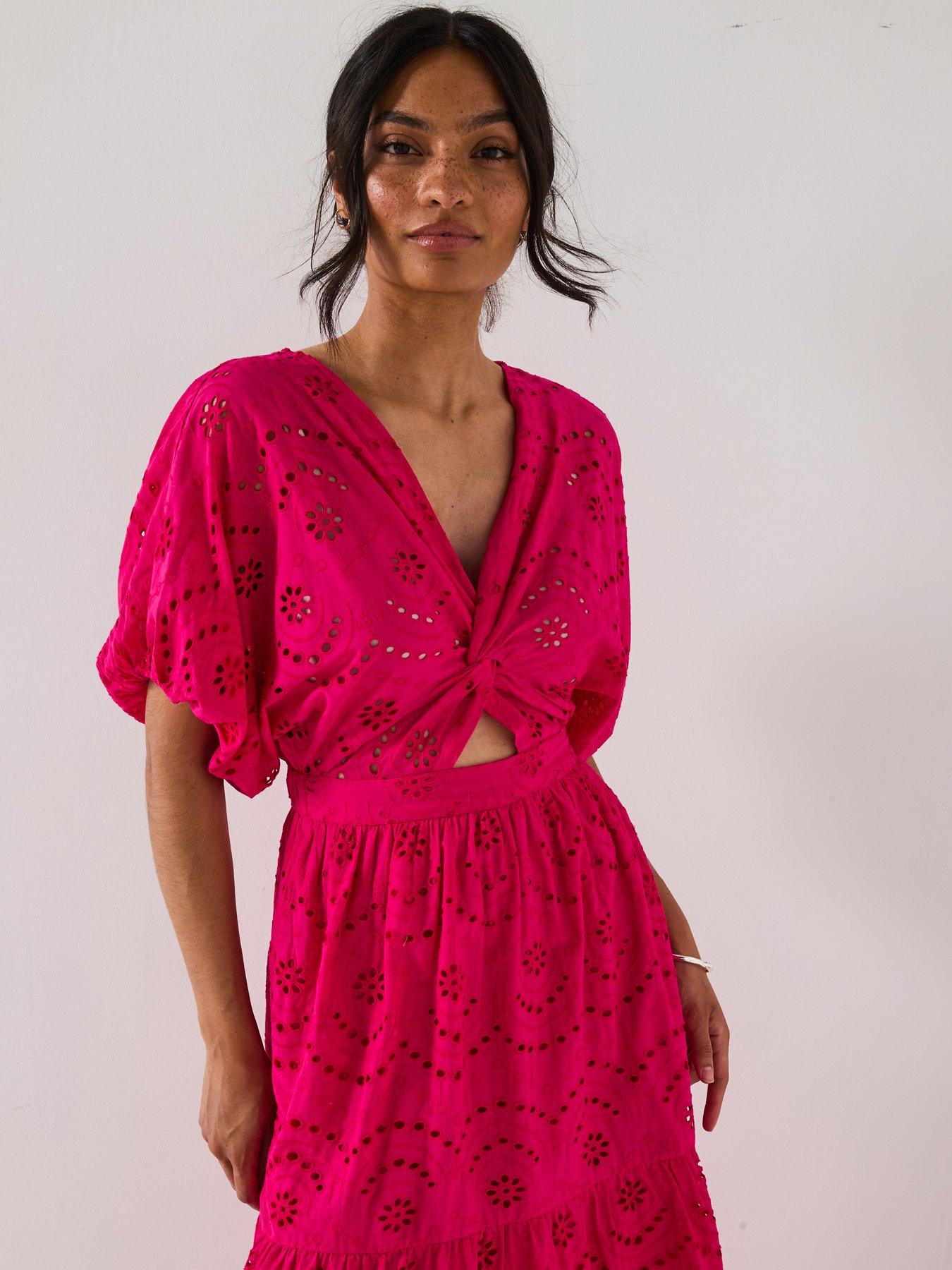 Astrid Pink Embroidered Hem Midaxi Dress Vicky Pattison EDIT