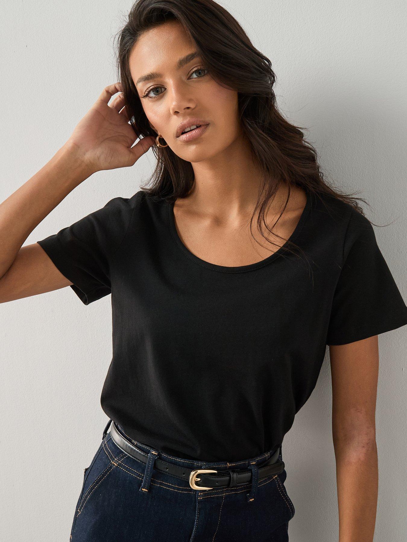 The Very Collection Scoop Neck T-shirt - Black