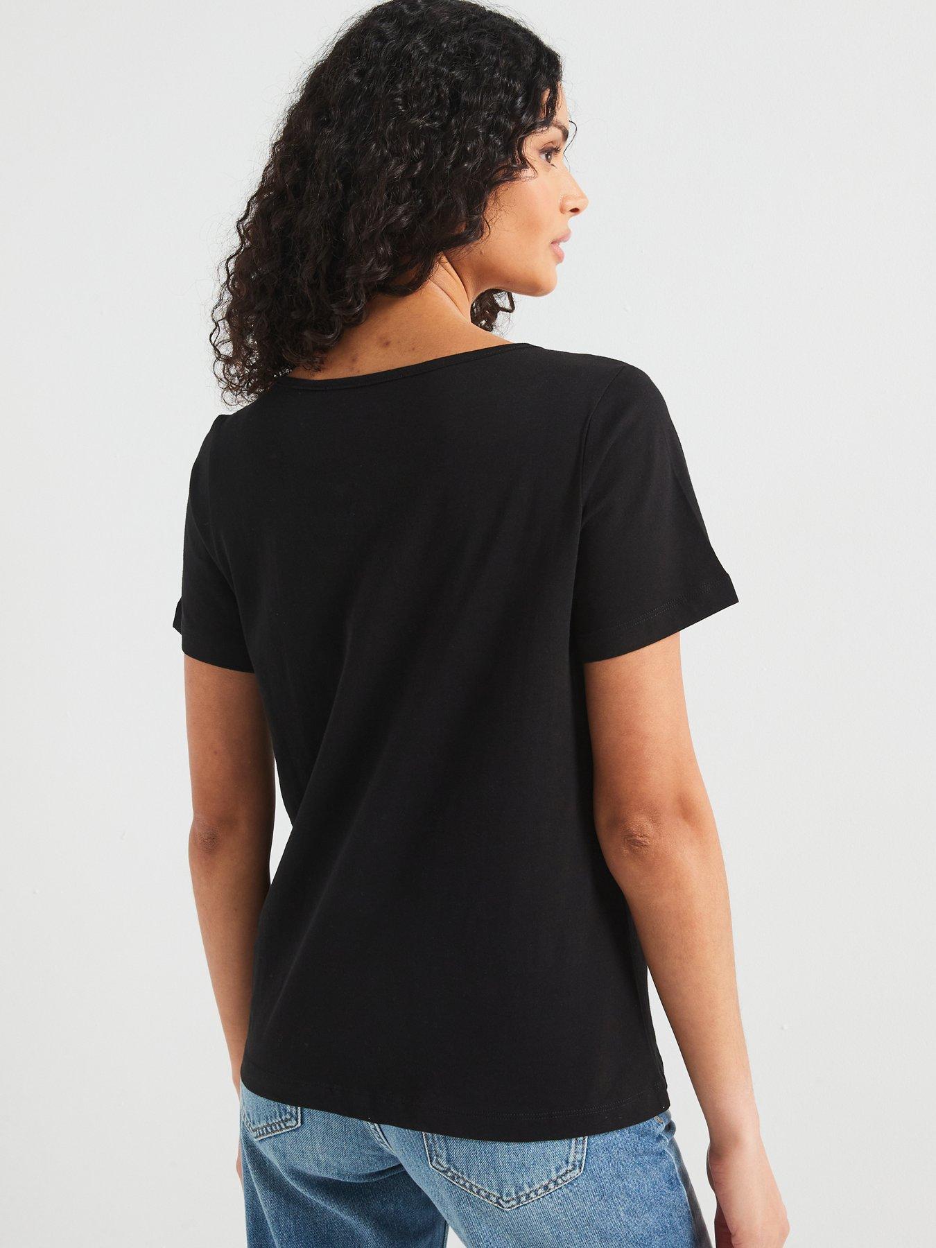 Image 2 of 6 of V by Very The Essential Scoop Neck T-Shirt - Black