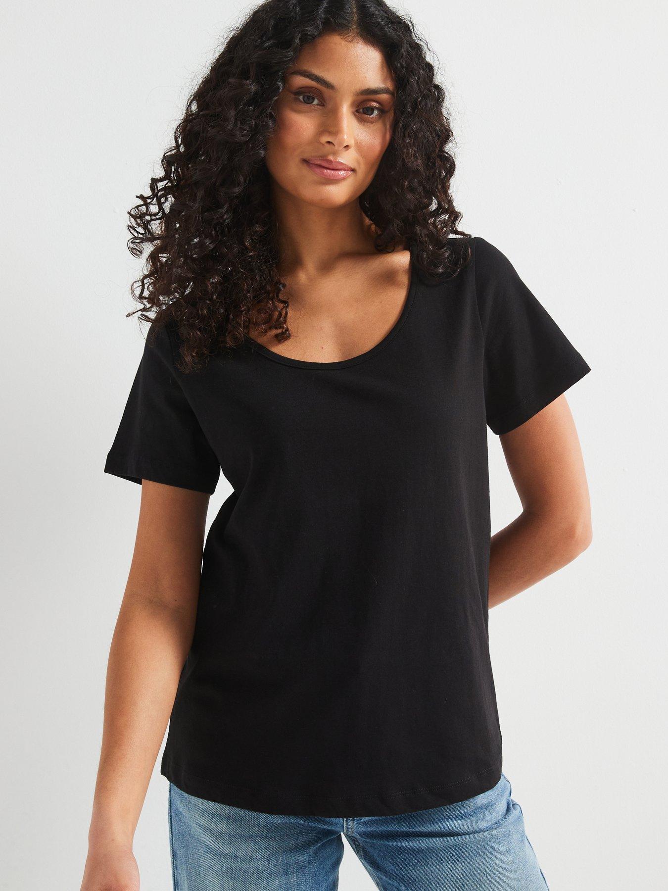 Image 5 of 6 of V by Very The Essential Scoop Neck T-Shirt - Black