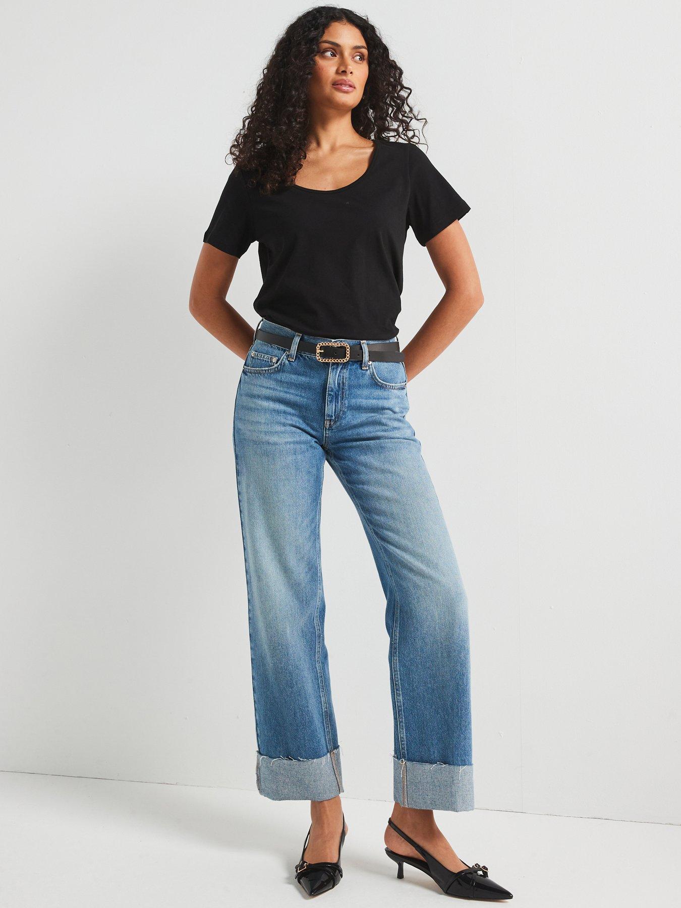 Image 6 of 6 of V by Very The Essential Scoop Neck T-Shirt - Black