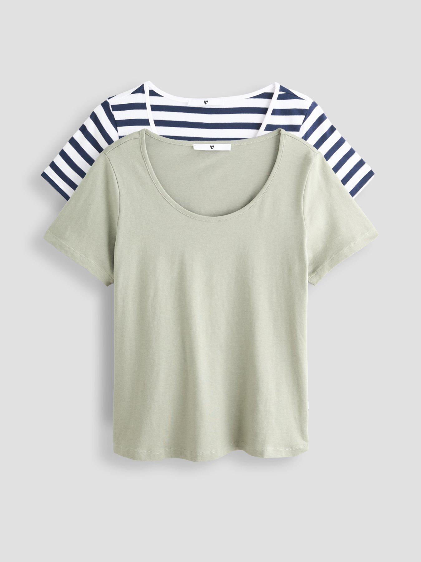 Tessa Basic V Neck T Shirt Foam Green