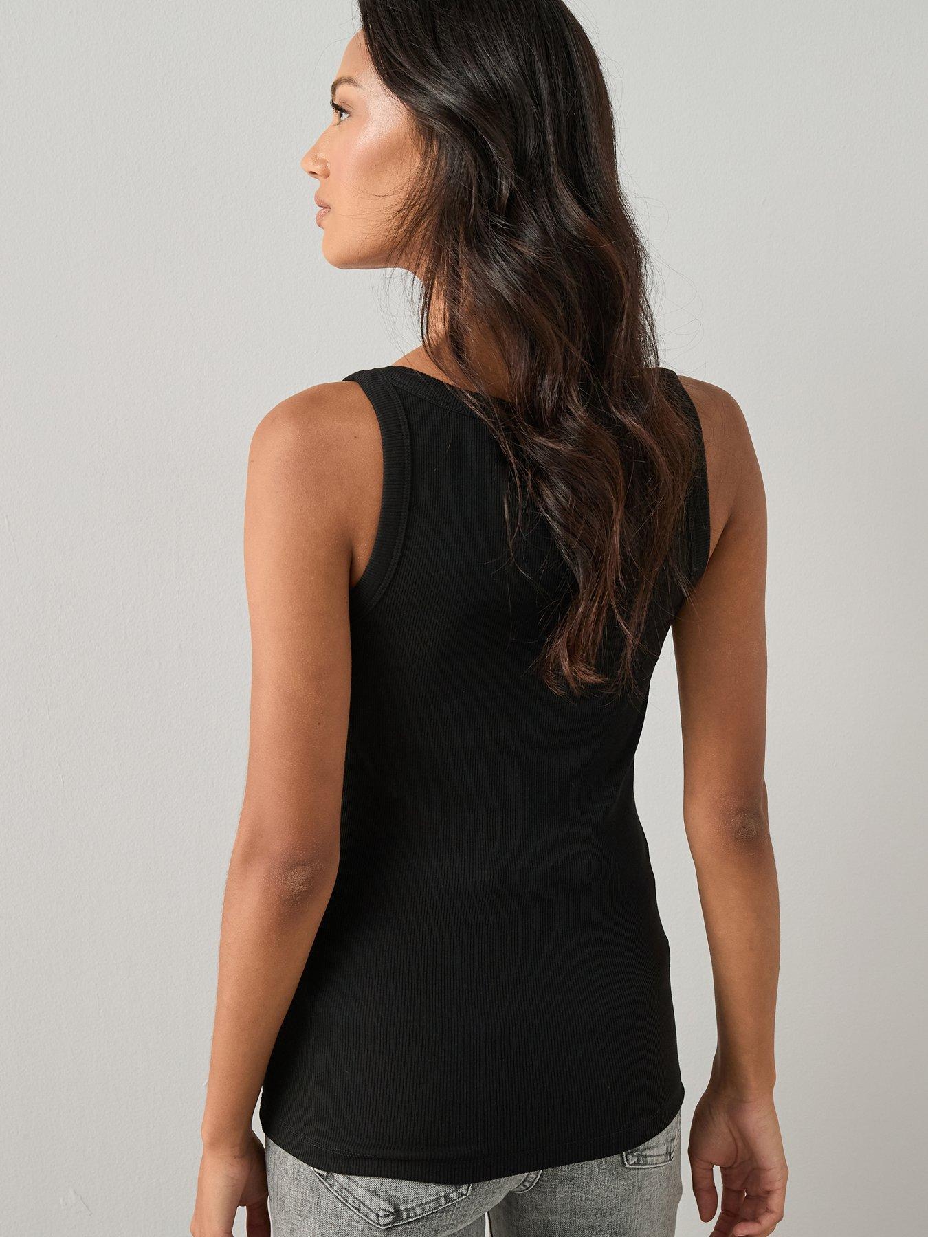 Image 2 of 6 of The Very Collection Scoop Neck Rib Vest - Black