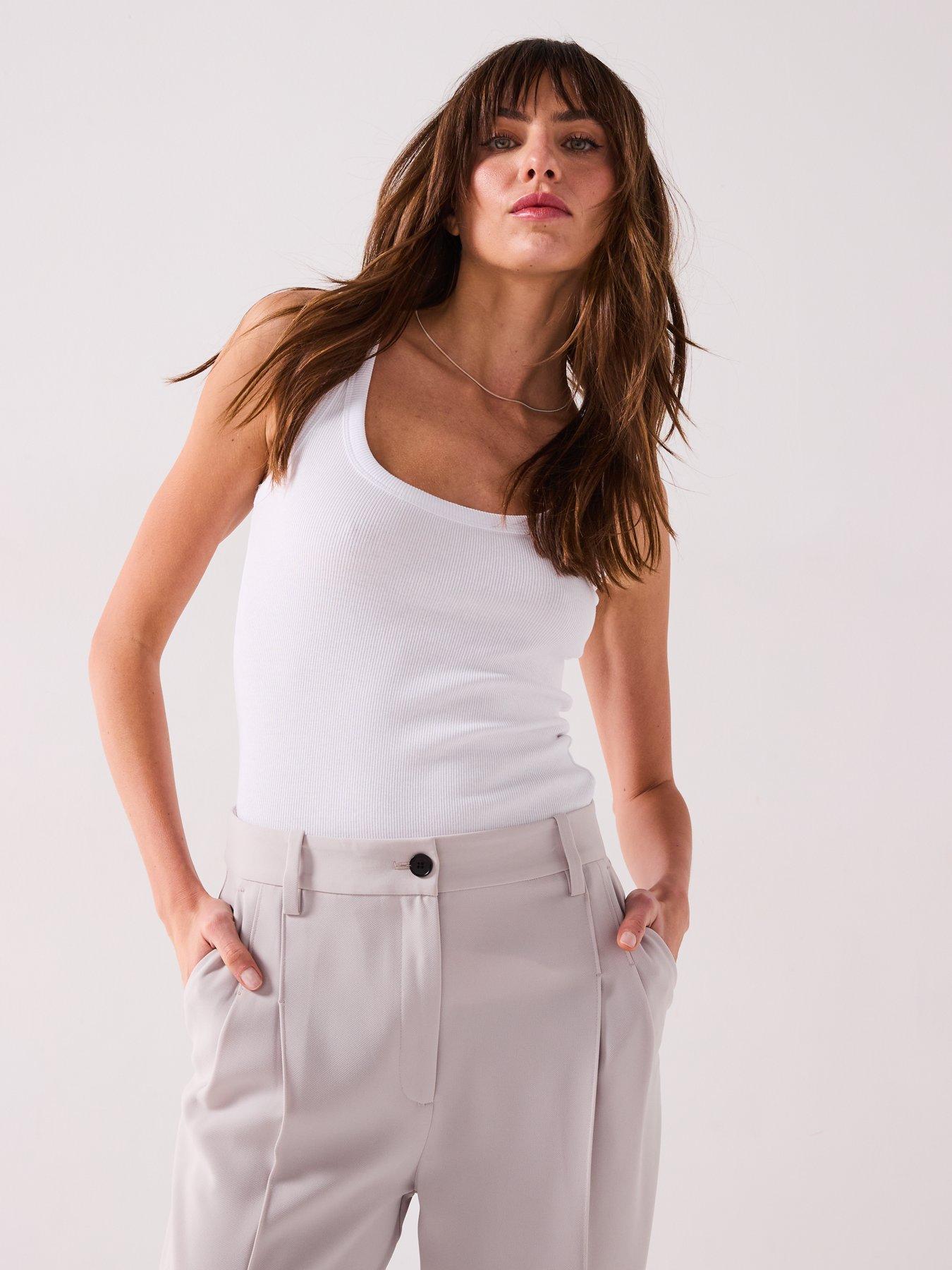 undefined Tall Essential Rib Vest - White