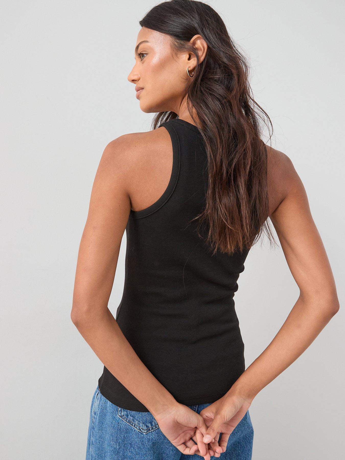 Image 2 of 6 of The Very Collection Womens Ribbed Stretch Racer Vest - Black